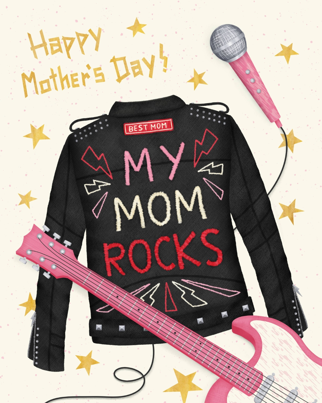 For the moms who rock 🎸 Happy Mother's Day!
This and more illustrations are available for licensing. Please contact me directly or my agency @advocateart01
#greetingcard #artlicensing #mothersday
Mother's Day - greeting card - surface pattern design - art licensing - adobe fresco - freelance illustrator - art for products