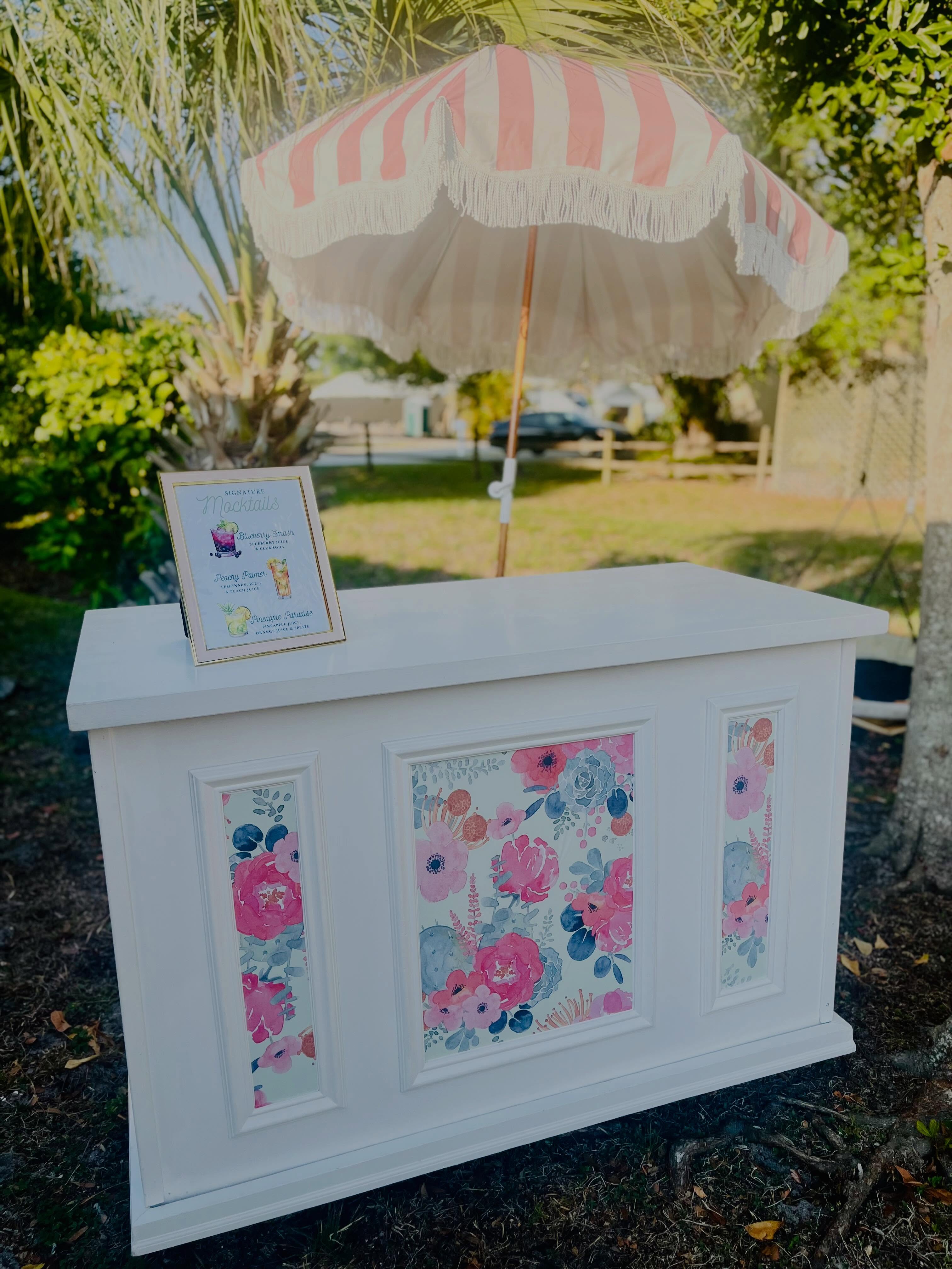 The Petite Bar Cart with a colorful floral application! 🌺