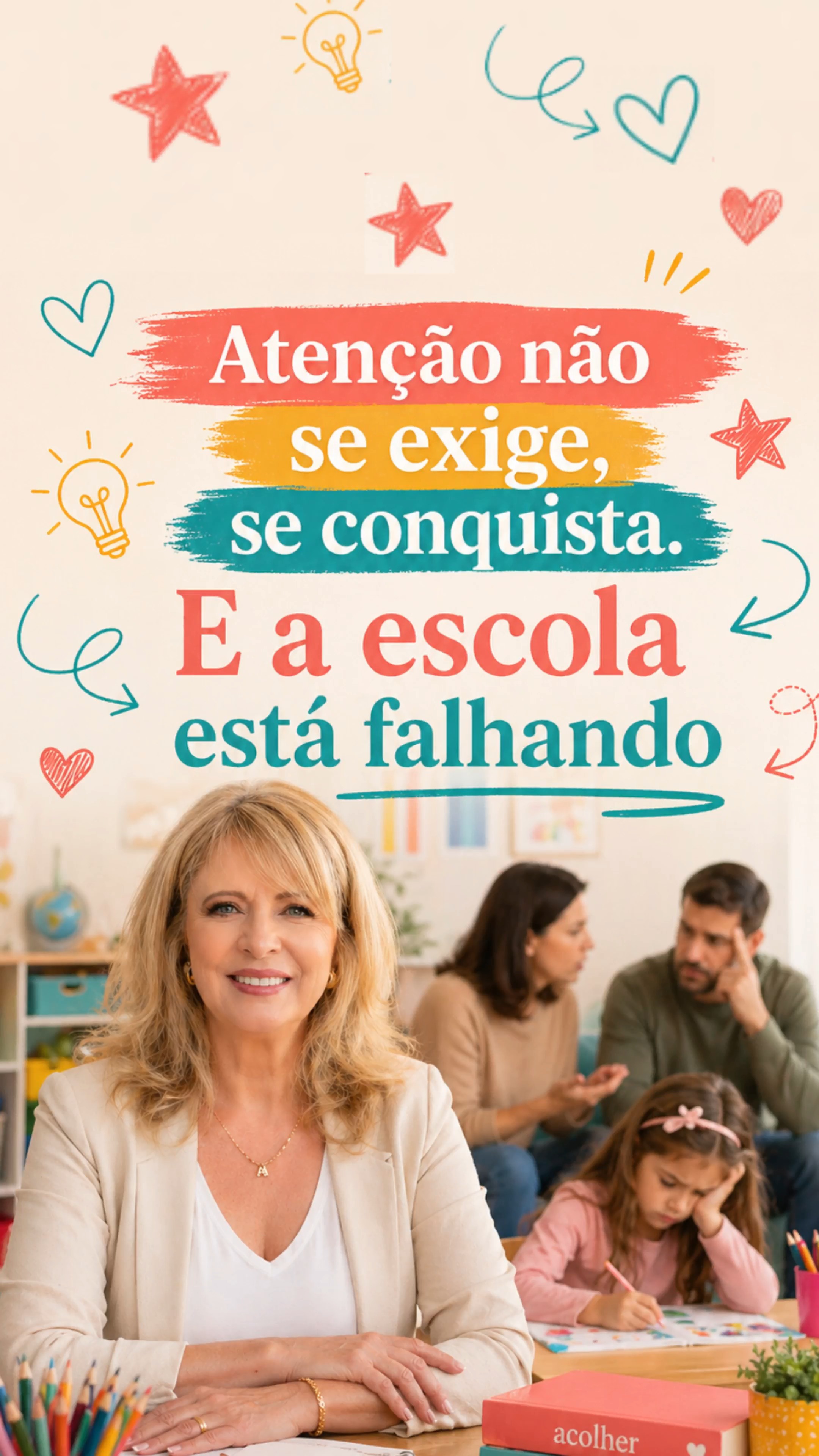 Atenção não se exige. Atenção se conquista!
Enquanto o mundo lá fora disputa o foco das crianças com estímulos rápidos e constantes, muitas salas de aula ainda funcionam no modelo do “fique quieto e preste atenção”.
Mas a verdade é simples: o aluno não perdeu a capacidade de aprender. Ele apenas deixou de se conectar com aquilo que não faz sentido para ele.
Talvez esteja na hora de repensar a educação, priorizando menos a corrida por conteúdos e mais experiências que despertem curiosidade, participação e aprendizagem real.
Afinal… até quando o conteúdo será mais importante que a aprendizagem da criança?
#educacao #aprendizagem #professores #gestaoescolar #educaçãoinfantil #InovaçãoNaEducação #saladeaula #ensino #pedagogia #professor #educacaotransformadora #desenvolvimentoinfantil #escoladofuturo #didatica #ensinar #neuroeducacao #institutotaniaqueiroz