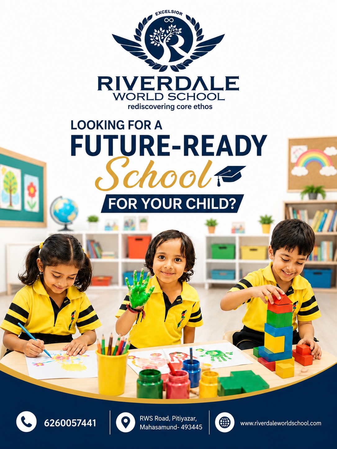 Admissions Open 2026–27 ✨
From Playgroup to XII — empowering young minds with smart learning, innovation, values & future-ready education.
Give your child the right environment to learn, grow & lead.
#AdmissionsOpen2026-27 #RiverdaleWorldschoolMahasamund #FutureReadySchool #SmartLearning #AIEducation💫⭐️