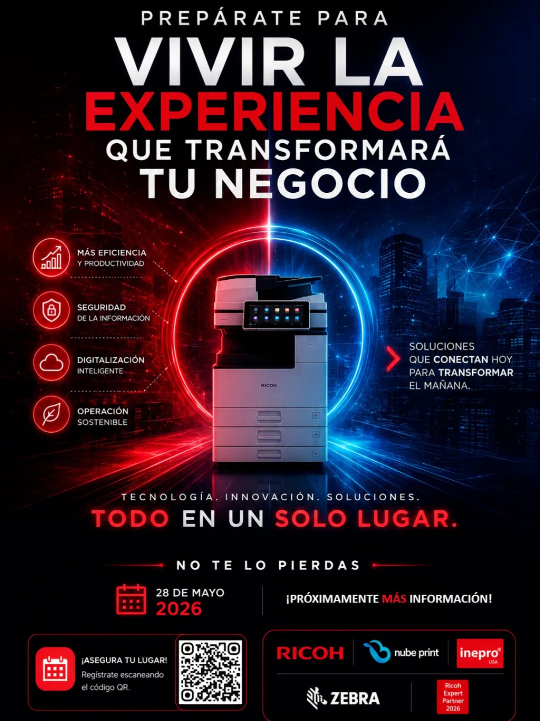 🔥 Algo grande está por llegar… y puede cambiar la forma en que opera tu empresa.
Imagina un espacio donde la innovación, automatización y tecnología se unen para llevar tu productividad a otro nivel. 🚀
Muy pronto podrás descubrir:
⚡ Soluciones que optimizan procesos
⚡ Tecnología que acelera resultados
⚡ Herramientas inteligentes para transformar tu negocio
⚡ Experiencias reales de digitalización y eficiencia
La evolución empresarial ya comenzó…
¿Estás listo para vivir la experiencia? 🔴
Prepárate para conocer cómo Ricoh y sus soluciones pueden transformar la manera en que trabajas.
¡AGENDA LA FECHA Y ESPERA MÁS INFORMACIÓN! 📣
#RicohExperience #Innovación #TransformaciónDigital #TecnologíaEmpresarial #Automatización