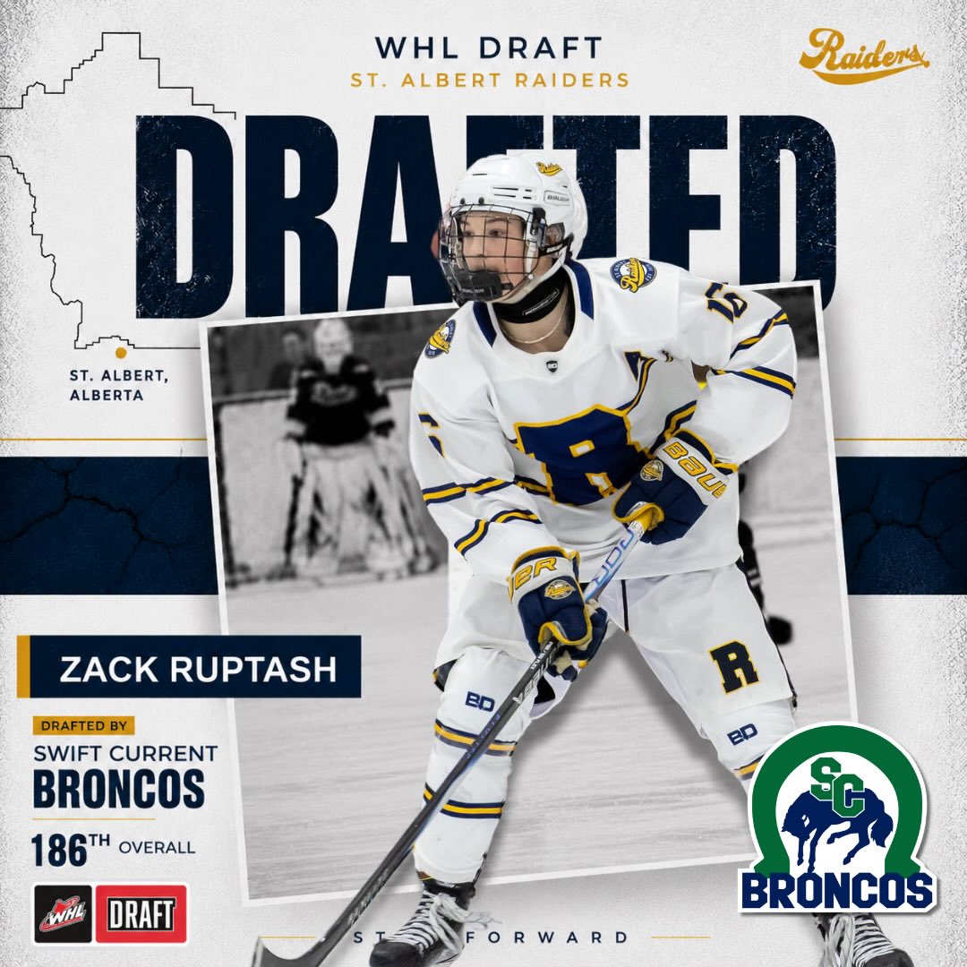 And rounding out the St. Albert Sabres draft class, congratulations to Zack Ruptash on being selected by the Swift Current Broncos in the 2026 WHL Draft.
Congratulations Zack