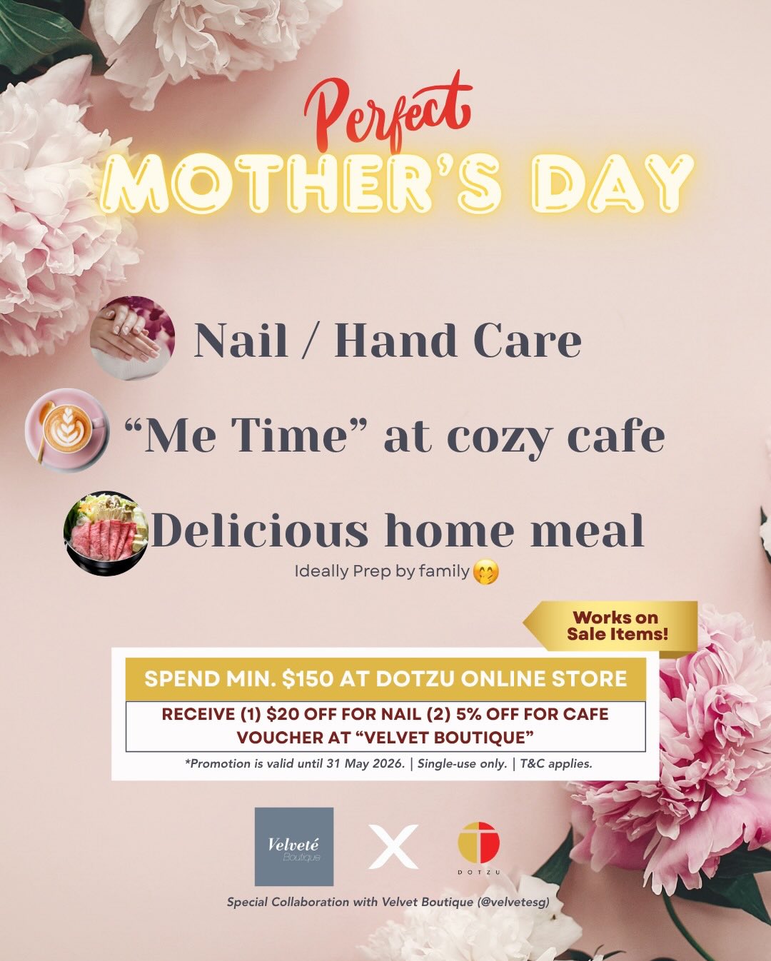 ðž A Little Something for Momðž
This Motherâs Day, make your gift a little more special.
Shop with Dotzu and enjoy an Instant Reward â
because every thoughtful gift deserves a moment of indulgence.
ð Reward
Receive a special voucher for our partner Café & Nail Salon @velvetesg â perfect for a well-deserved treat.
âš How It Works
⢠Spend $150 or more on our online store
⢠Receive your voucher after checkout
⢠Valid all items (including promotional items) on Dotzu Online Store.
âð
Use It Right Away
Enjoy your reward at our partner locations
(Nail salon visits require prior appointment)
ð
Valid until 31 May 2026
Because the best gifts donât stop at the table â
they continue in moments of care and relaxation.
ð Shop via the link in our bio
ðž æ¯ã®æ¥ã«ãã¡ãã£ãšç¹å¥ãªãè€çŸã ðž
ä»å¹Žã®æ¯ã®æ¥ã¯ãèŽãã ãã§çµãããªãã®ãããã
Dotzuã®ãªã³ã©ã€ã³ã¹ãã¢ã§ãè²·ãç©ããã ããšã
ææºã«ãã§ïŒãã€ã«ãµãã³ @velvetesg ã§äœ¿ãã
ç¹å¥ããŠãã£ãŒããã¬ãŒã³ãããããŸãã
ð ç¹å
žå
容
ã«ãã§ã»ãã€ã«ãµãã³ã§äœ¿ããç¹å¥å²åŒããŠãã£ãŒ
âš ãå©çšæ¡ä»¶
ã»Dotzuãªã³ã©ã€ã³ã¹ãã¢ã«ãŠ $150以äžã賌å
¥
ã»ã賌å
¥åŸããã«ããŠãã£ãŒãé²å
ã»Dotzuãªã³ã©ã€ã³ã¹ãã¢å
šååïŒã»ãŒã«ã»ããã¢ãŒã·ã§ã³ååãïŒå¯Ÿè±¡
âð
ãå©çšã«ã€ããŠ
ææºåºèã«ãŠãå©çšããã ããŸã
ïŒâ»ãã€ã«ãµãã³ã¯äºåäºçŽãå¿
èŠã§ãïŒ
ð
æå¹æéïŒ2026幎5æ31æ¥ãŸã§
èŽãç©ã®ãã®å
ã«ã
ãã€ããã®æéãæ·»ããŠã
ð ã賌å
¥ã¯ãããã£ãŒã«æ¬ã®ãªã³ã¯ãã