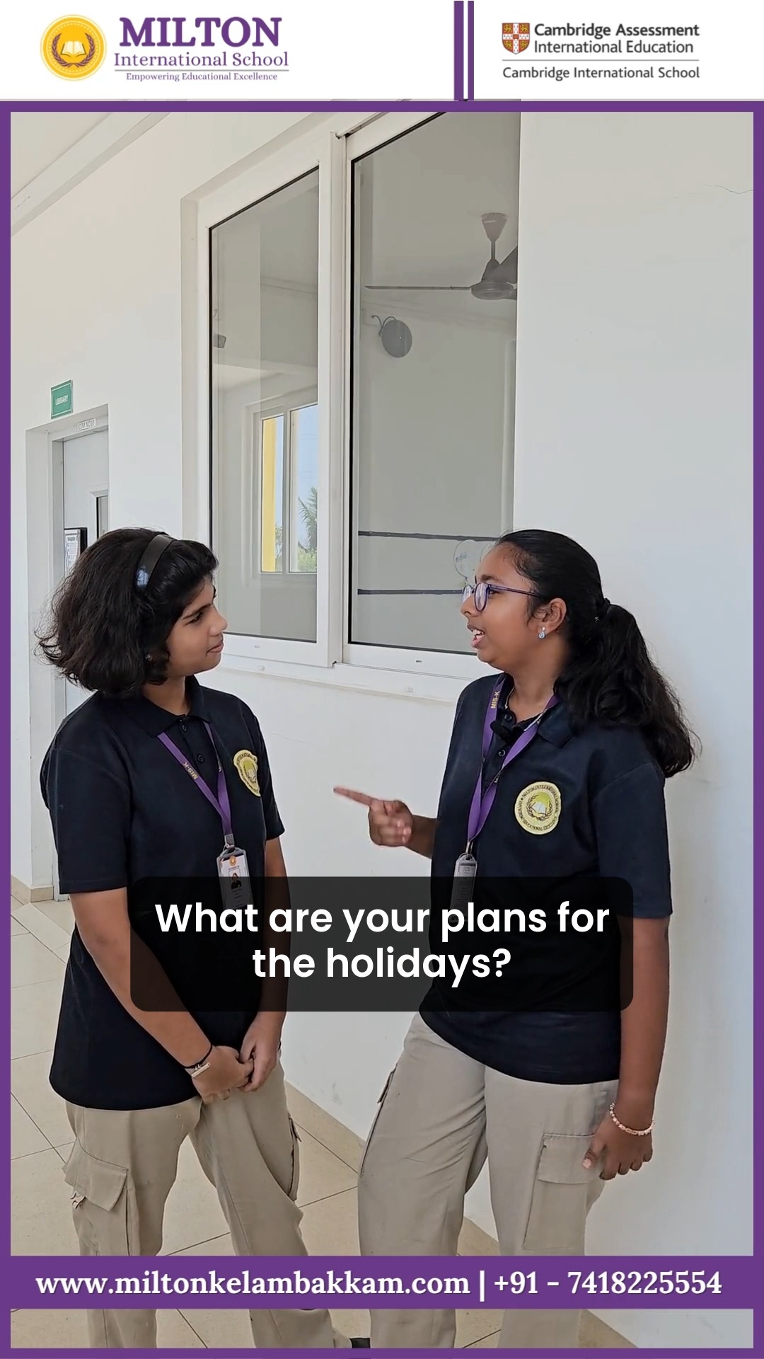 🎤 𝐇𝐨𝐥𝐢𝐝𝐚𝐲 𝐏𝐥𝐚𝐧𝐬 | 𝐌𝐢𝐥𝐭𝐨𝐧 𝐈𝐧𝐭𝐞𝐫𝐧𝐚𝐭𝐢𝐨𝐧𝐚𝐥 𝐒𝐜𝐡𝐨𝐨𝐥
“What are your plans for the holidays?” 🌟
Our young Miltonians shared their exciting holiday ideas with confidence, clarity, and creativity! From learning new skills to spending meaningful time with family, every answer reflected confidence and individuality.
At Milton International School, we encourage students to express themselves boldly and communicate with confidence every step of the way.
#MiltonInternationalSchool #SpeakingSkills #StudentConfidence #HolidayPlans #CambridgeEducation #PublicSpeaking #Kelambakkam #Chennai