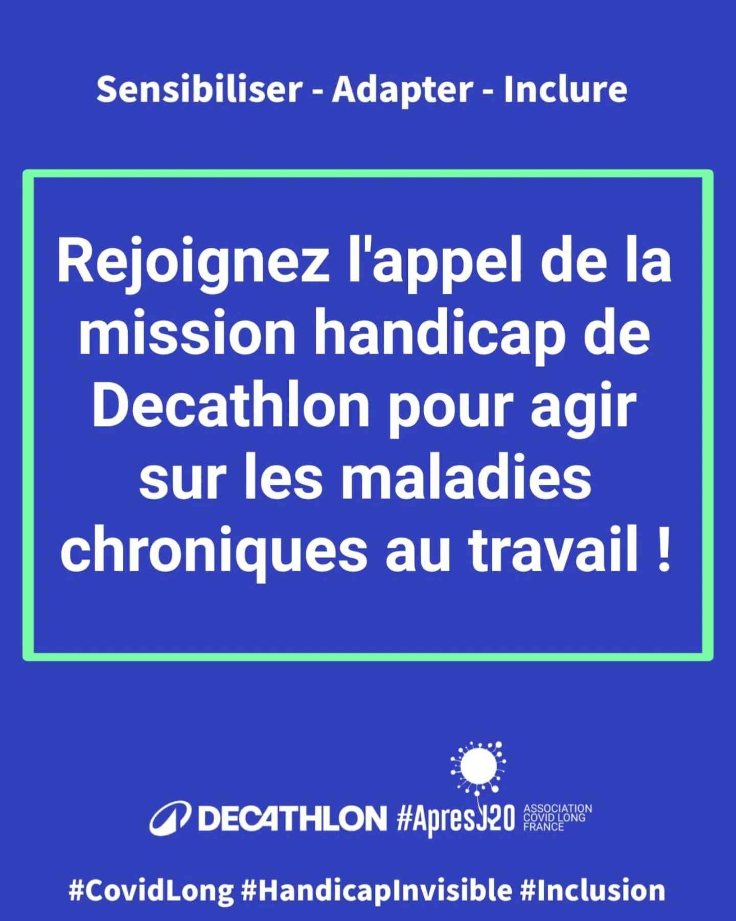 📢 Vers une 4ème édition de la journée de sensibilisation aux #maladieschroniques chez Decathlon le 21 juin 2026 !
🙌 Nous sommes ravis d'annoncer que nous préparons actuellement la 4ème journée de sensibilisation aux maladies chroniques, fruit d'un partenariat durable et engagé entre la #MissionHandicap de @decathlon (portée par Pauline Lafaye) et notre association #ApresJ20.
Cette année encore, nous unissons nos forces pour briser les tabous et changer le regard sur la maladie au travail. 🤝
🎯Un objectif clair : informer et expliquer concrètement les dispositifs de soutien et d'accompagnement possibles au sein de l'entreprise
👉pour le retour & le maintien dans l'emploi des collaborateurs affectés par une maladie chronique.
📢La santé au travail est un enjeu collectif !
Parce que nous sommes convaincus que la coopération entre employeurs est la clé pour avancer plus vite et plus loin, nous renouvelons avec Pauline Lafaye notre appel :
🚀 Rejoignez le mouvement !
🤝Comme chaque année, nous invitons d'autres entreprises et employeurs à se joindre à nous !
Vous souhaitez sensibiliser vos collaborateurs ou échanger sur les bonnes pratiques ?
N'hésitez pas à contacter Pauline Lafaye de la #MissionHandicap de Decathlon France pour en savoir plus et participer à cette belle initiative !
📩Pauline.Lafaye@decathlon.com
Ensemble, rendons le milieu professionnel plus inclusif pour tous 💙
#Inclusion Handicap
MaladieChronique CovidLong
Decathlon ApresJ20 @raramyl @travail_gouv @sante_gouv @jerome.larche.7 @liberphlo