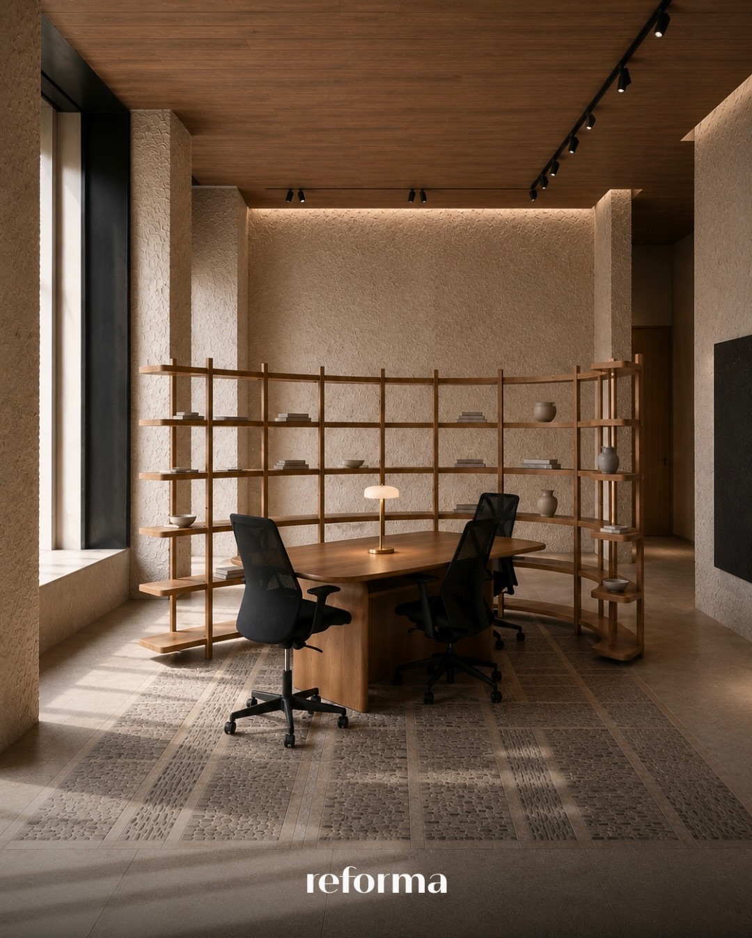 A familiar form, reworked through space.
From the MULTIWAY SYSTEM, Estante Curve revisits an existing design as a reversible shelf with renewed purpose: to divide, display, and store.
Composed in different ways, it shapes openness, proportion, and use for residences, offices, lobbies, commercial spaces, and hospitality interiors.
Message us or visit our showroom to explore the system.