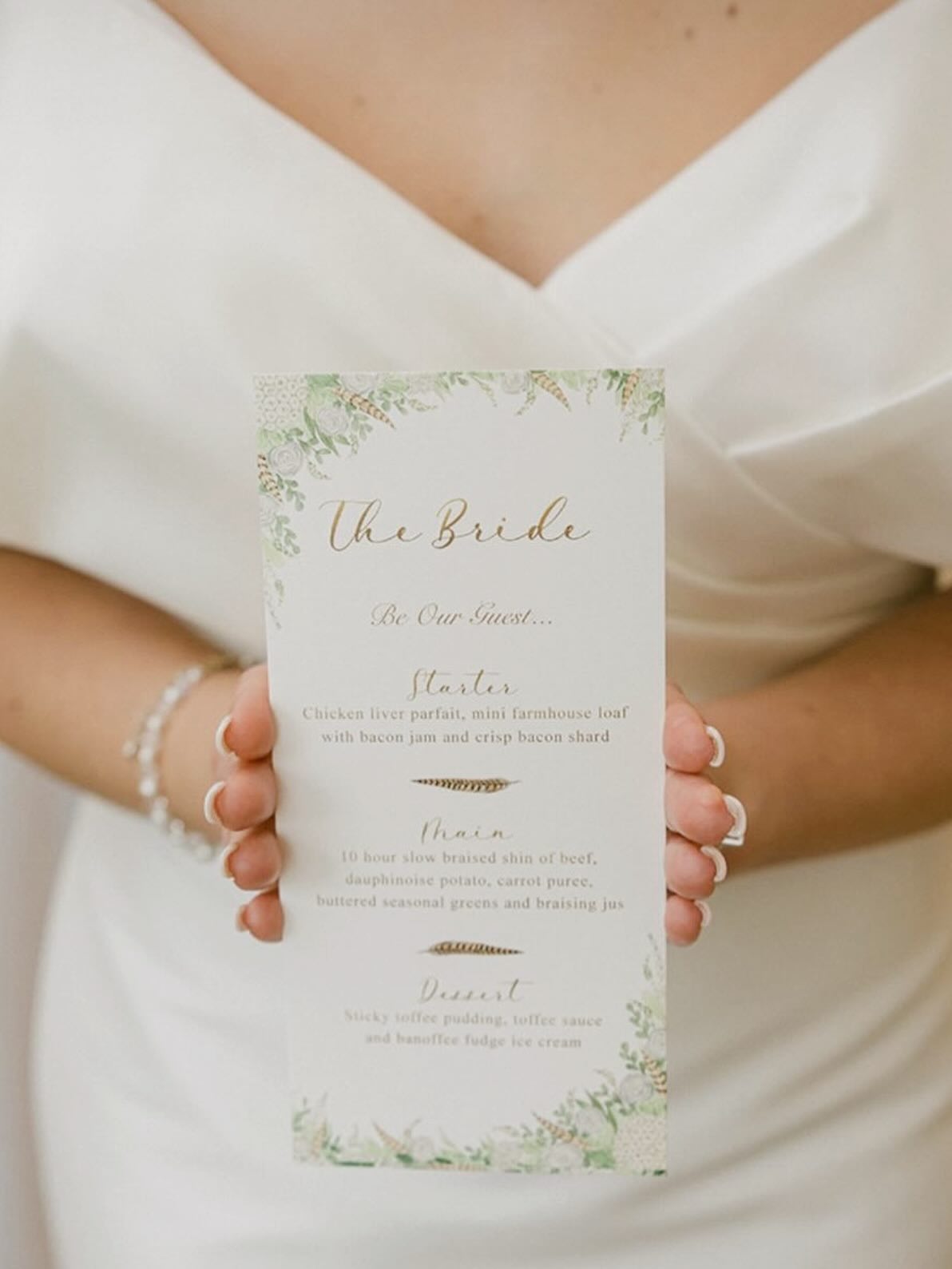 I love seeing the delicious food choices each of my couples have for their wedding day!
These name place & menu cards are the perfect combination for the table. They also allow dietary requirements to be stated, giving guests peace of mind during the days celebrations.
Please get in touch for all your wedding stationery needs.