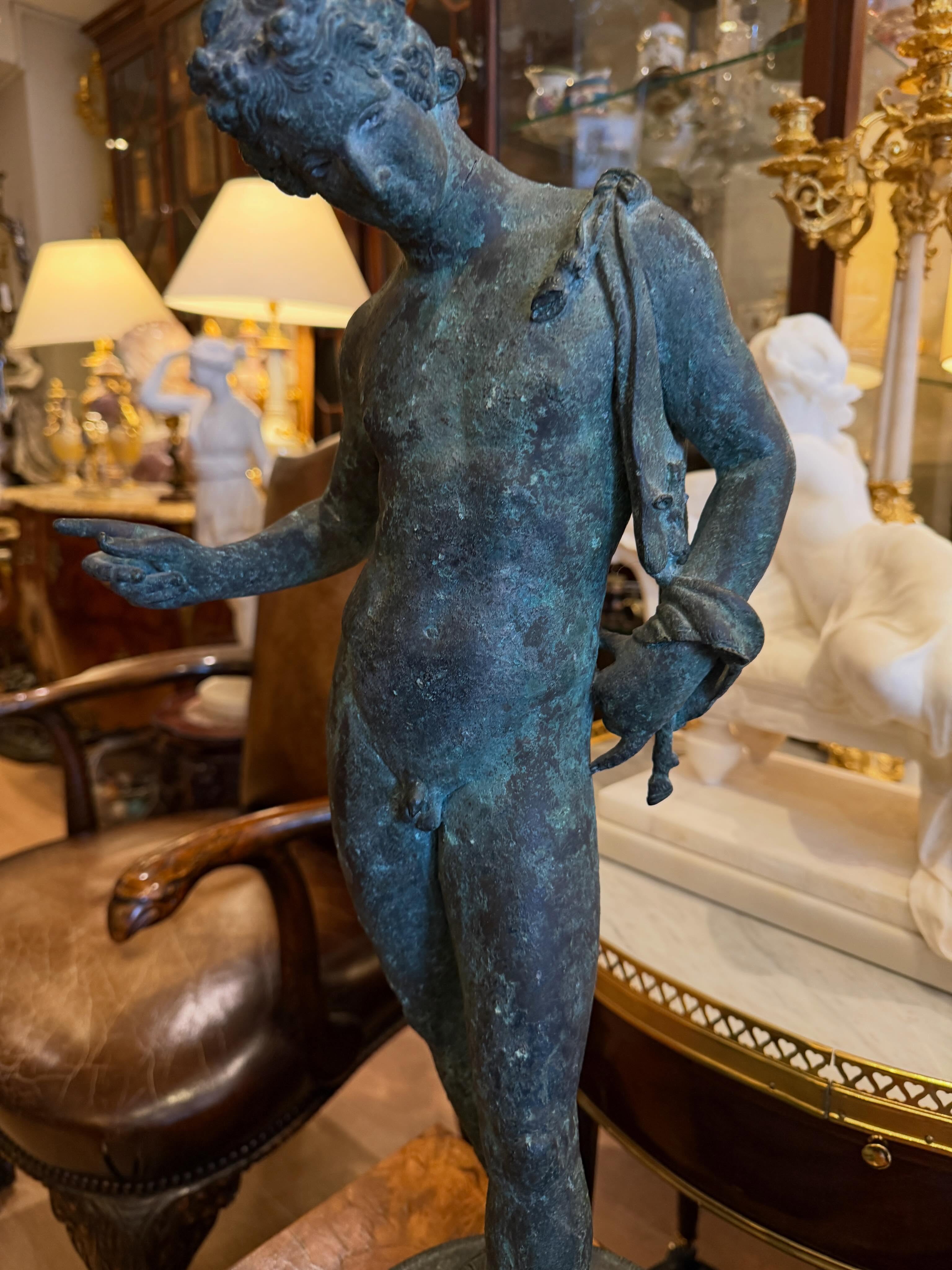 Bronze of Narcissus#grand tour#rough green patina#antique#portobello#website” objet d’art”