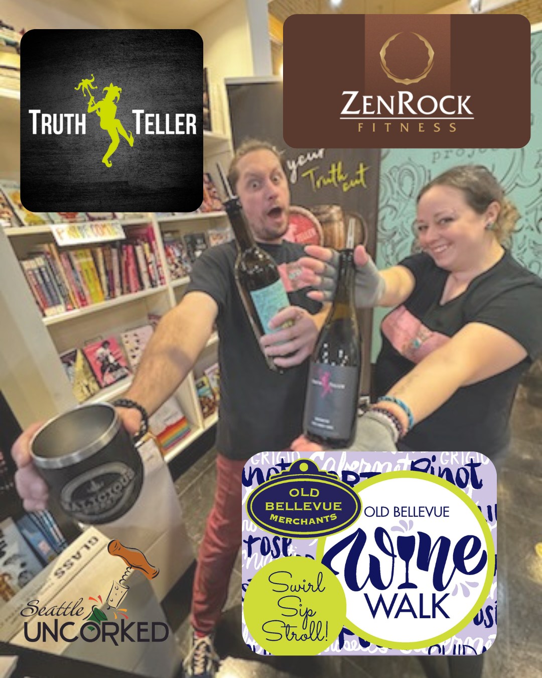 Catch Keith and Stef pouring at the Old Bellevue wine walk on Thursday, May 14th.
They'll be pouring at ZenRock Fitness not just for the wine walk from 5:30-8, but they'll also be pouring for the VIPs from 4-5:30!
See you there!
#truthtellerwinery #oldbellevuewinewalk #seattleuncorked #woodinvillewinecountry #siplocal #wawine #vipwine