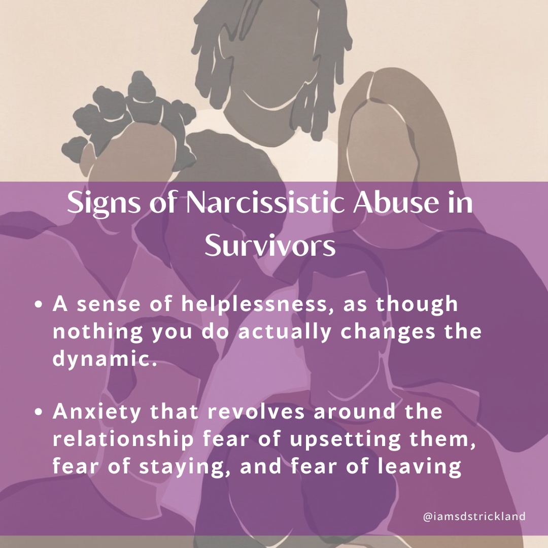 Narcissistic abuse doesn't only show up in the narcissist's behaviors it also shows up in the internal experience of the person living inside the relationship. These signs are adaptive responses prolonged emotional instability, confusion, and self-doubt. Here are some common signs in survivors:
#Every1KnowsSome1 #owningyourstory #youhaveavoice #breakthecycle #stopdomesticviolence