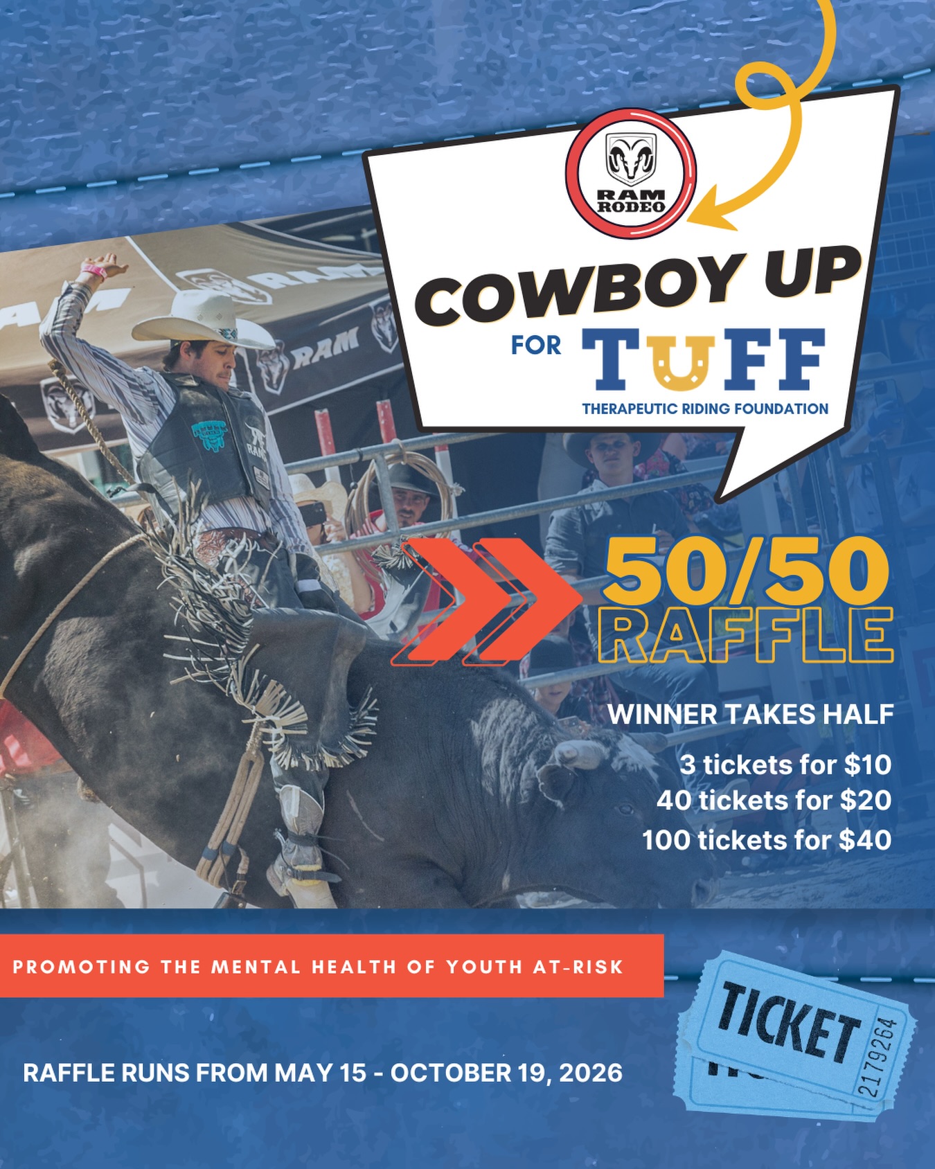 The countdown is on!βΌοΈπ¨
We will be running our popular Cowboy Up for TUFF 50/50 Raffle again this year, starting May 15th (it will run until Rodeo finals, October 19th 2026) with the support of the wonderful @ramrodeotour team π€ π
We hope to break some records this year and create the biggest jackpot to date while continuing to promote the mental health of youth at-risk - we would LOVE your help π
The first Rodeo weekend will be May 23-24 (Grey Highlands Ram Rodeo) followed by the Headwater Ram Rodeo on June 6-7.
You can find the schedule for the whole season as well as the link to purchase raffle tickets next week, via the link π in our bio! π
#tufftherapeuticridingfoundation #ramrodeo #cowboyupfortuff #tuff5050 #promotementalhealth