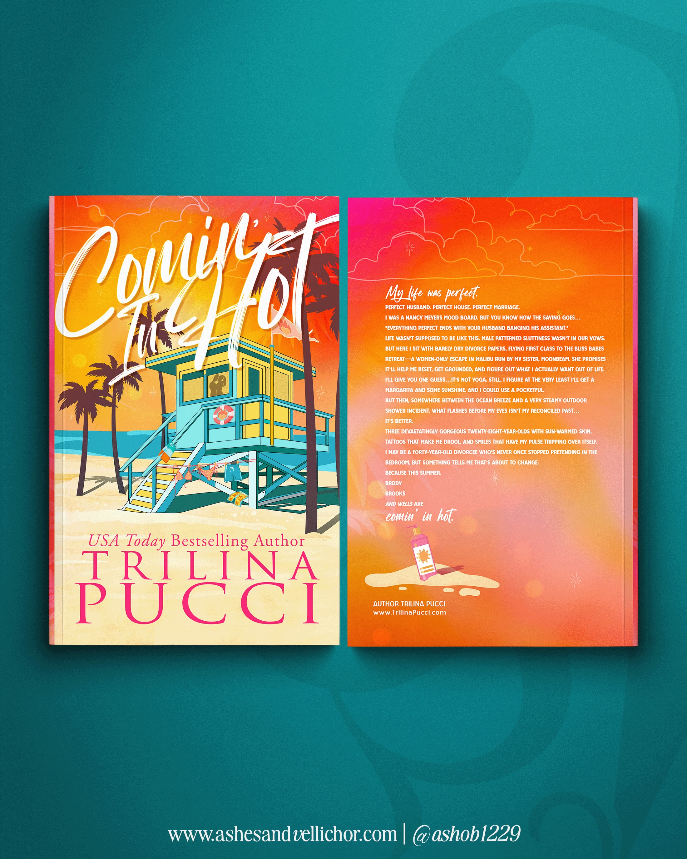 It’s Cover Reveal Day for authortrilinapucci and I LOVE the way this cover reminds me of summer sunsets, sherbet ice cream and Baywatch(The OG). The colors, the lifeguard stand, the brush script font, it’s just so cute.
Happy … (I’ve lost count how many covers we’ve worked together on but who cares because we love this one…. ) Day ma’am! <3
Cover Design by Ashes and Vellichor Designs / @ashob1229
#Ashesandvellichor #romanceauthors #bookcoverdesigns #beachreads