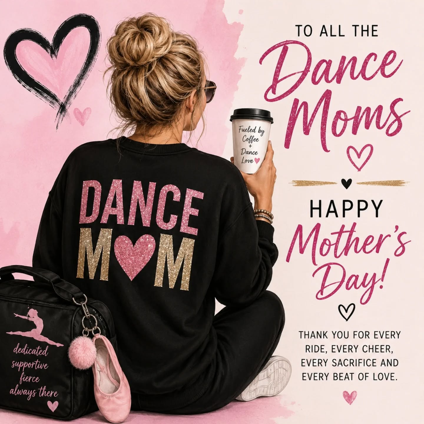 Happy Mother's Day to all the dance moms out there! Thank you for the hair combing, the driving, the $$$, the cheering, the behind the scenes "saving the day", the costume steaming, the late nights and early mornings. We see you, we love you, we honor you. ❤️