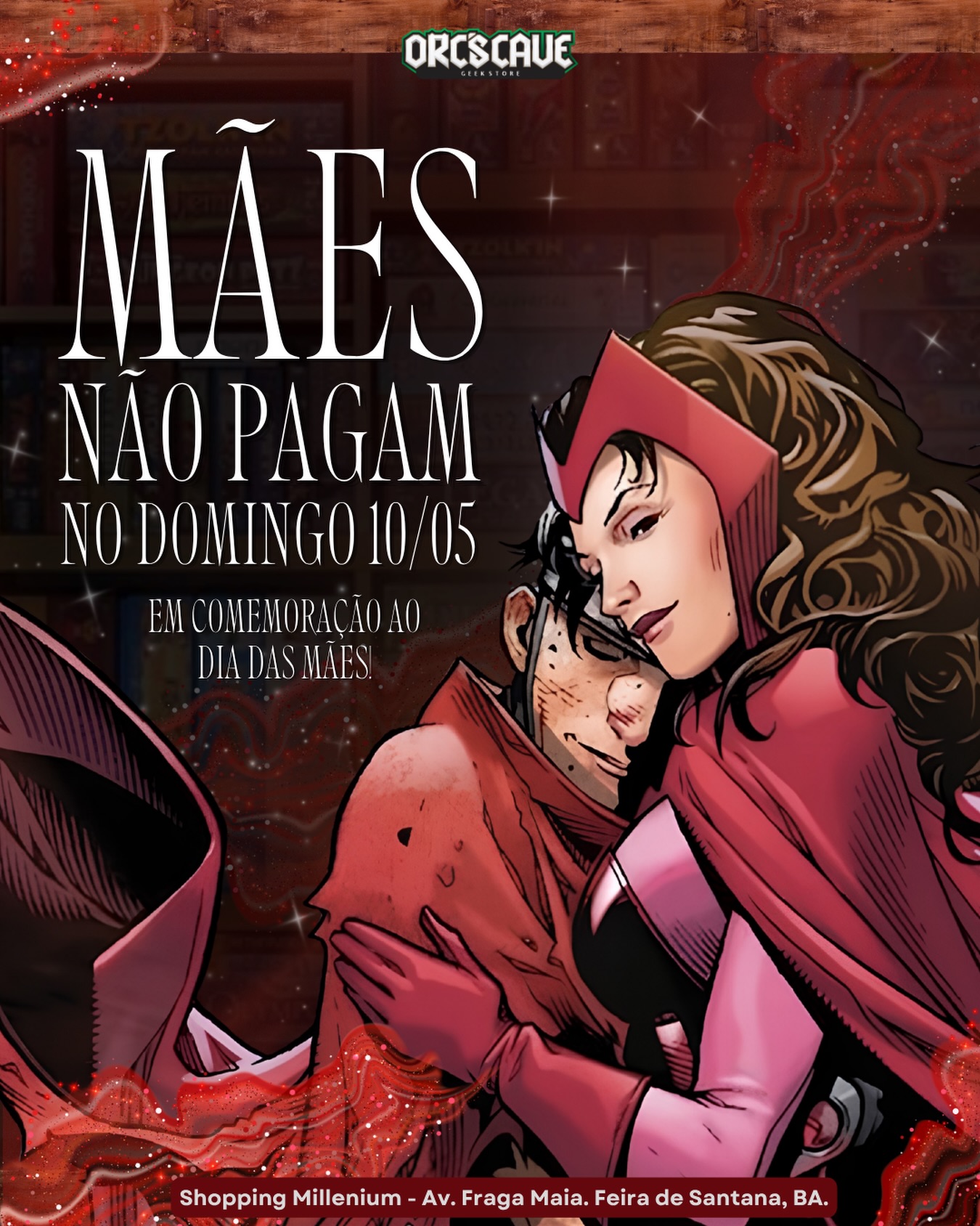 🌷🎲 Dia das Mães na Orcs
No domingo (10/05), em comemoração ao Dia das Mães… 💞 mães não pagam pra jogar 👀
Pode vir curtir videogame ou jogos de tabuleiro e passar um tempo diferente (mas muito divertido!) com ela 😎💕
Então já sabe: traz sua mãe pra jogar na Orcs 🩷 ou você mamãe traga seu filho haha #diadasmães #feiradesantana #geekmom #gratis
