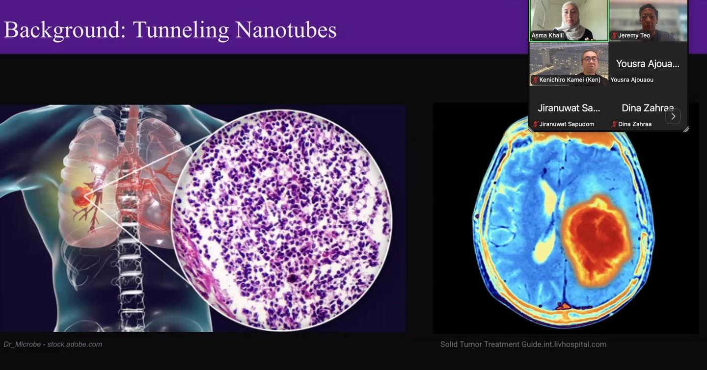 Huge congratulations to our undergraduate researcher @asmakhalilll on successfully defending her NYU Abu Dhabi capstone project 🎓✨
Her work explored the role of tunneling nanotubes in cancer biology and mitochondrial transfer, contributing to our growing understanding of how cells interact within the tumor microenvironment. Watching her grow as a scientist throughout this project has been incredibly rewarding, and we are so proud of everything she has accomplished.
Wishing her all the best for the exciting journey ahead 👏🔬💜 #NYUAD #CapstoneDefense #CancerResearch #BiomedicalResearch #WomenInSTEM