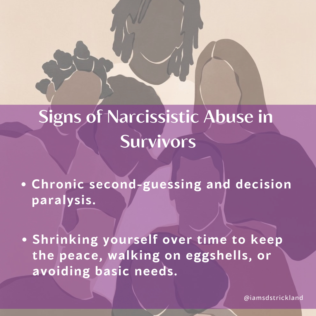 Narcissistic abuse doesn't only show up in the narcissist's behaviors it also shows up in the internal experience of the person living inside the relationship. These signs are adaptive responses prolonged emotional instability, confusion, and self-doubt. Here are some common signs in survivors:
#Every1KnowsSome1 #owningyourstory #youhaveavoice #breakthecycle #stopdomesticviolence