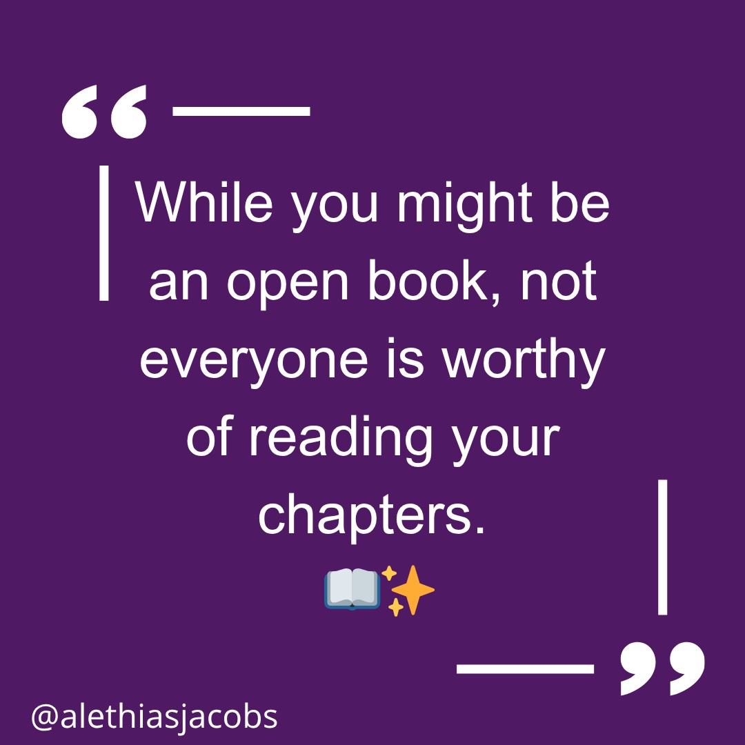 “While you might be an open book, not everyone is worthy of reading your chapters.”
📖✨
Oversharing has been my cross to bear; a trait I inherited from those before me. The older I get, I understand why my older relatives did more listening than talking.
We believe “Everyone can’t go”, I’ve learned “everyone can’t know” either!
#discernment #boundaries #selfcare #mentalwellness