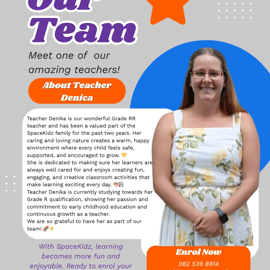 At SpaceKidz, our teachers are the heart of our school. 💛
Each teacher brings their own unique love, creativity, and passion into the classroom, helping our little learners grow with confidence, joy, and care every day. 🌈✨
We are so proud to introduce the amazing teachers who make SpaceKidz such a special place for our children to learn, play, and thrive. 👩🏫📚
#SpaceKidz #MeetOurTeachers #PreschoolTeachers #EarlyChildhoodEducation #LearningThroughPlay #HappyLearners #PreschoolLife #ToddlerTeacher #GradeRTeacher #TeachingWithLove #CreativeLearning #SchoolFamily #GrowingTogether #LittleLearners #PreschoolFun #JohannesburgPreschool #SouthAfricaSchools #TeacherSpotlight #KidsEducation #SpaceKidzFamily