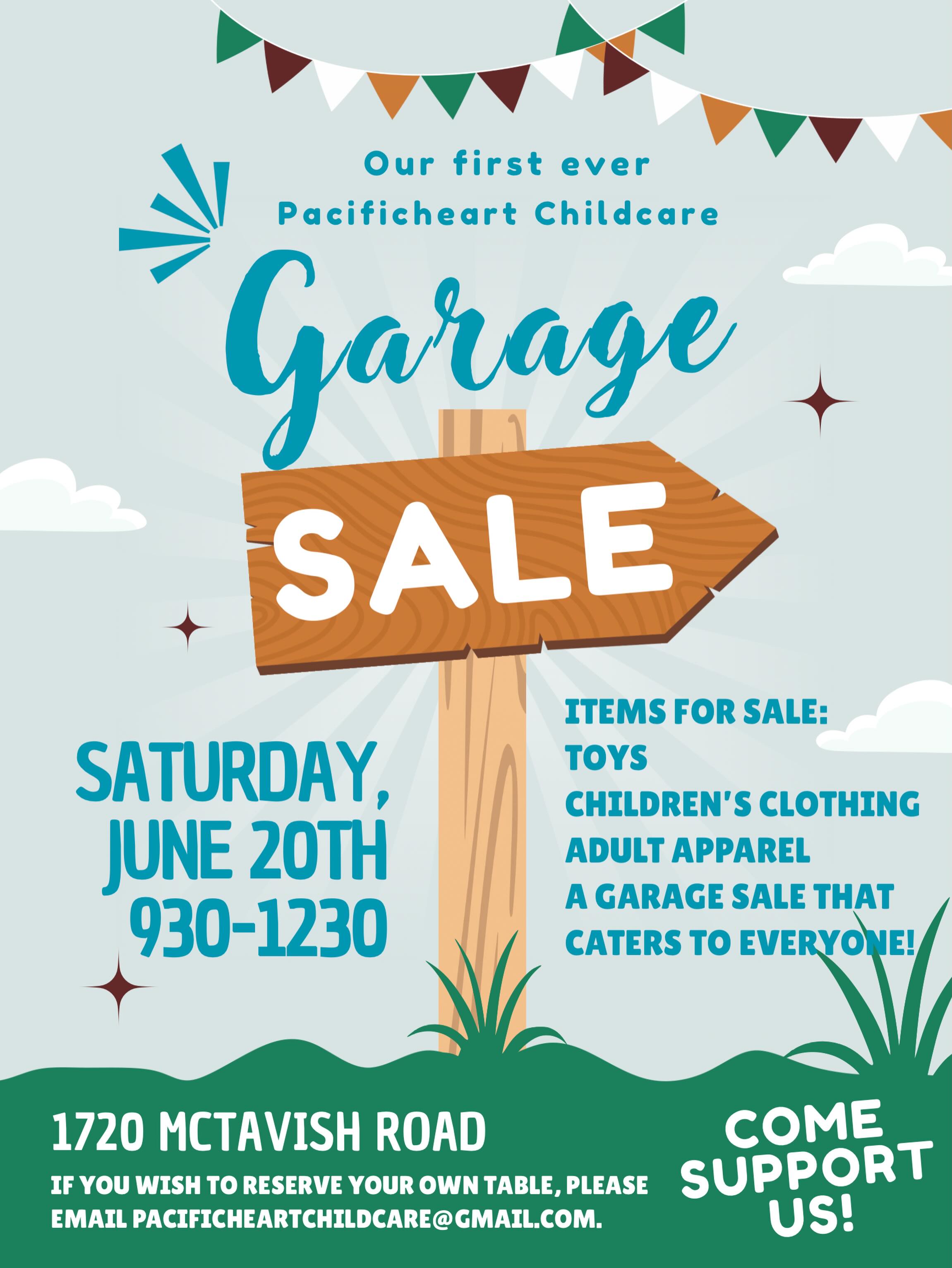 Garage sale alert 🚨
Join us for our first-ever PHC family garage sale! If you and your family would like your own table, please email us to reserve one.
Come on down on June 20th from 9:30 to 12:30 and support us! 🌟