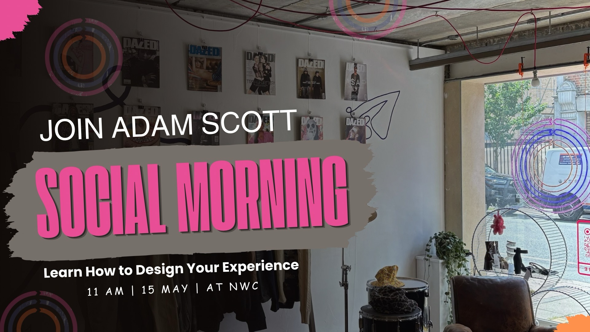 Drop in. No registration. No agenda. Just a curious morning with Adam Scott at NWC. If you’ve ever wondered how to actually design your own experience — not the textbook version, the real one — this is worth showing up for. Bring a friend. Bring questions. Leave with clarity. 15th. Morning at 11 AM. See you there!
.
.
.
#londonevents #newowrkingclass #eventsinlondon #londonworkshops #Skillworkshops