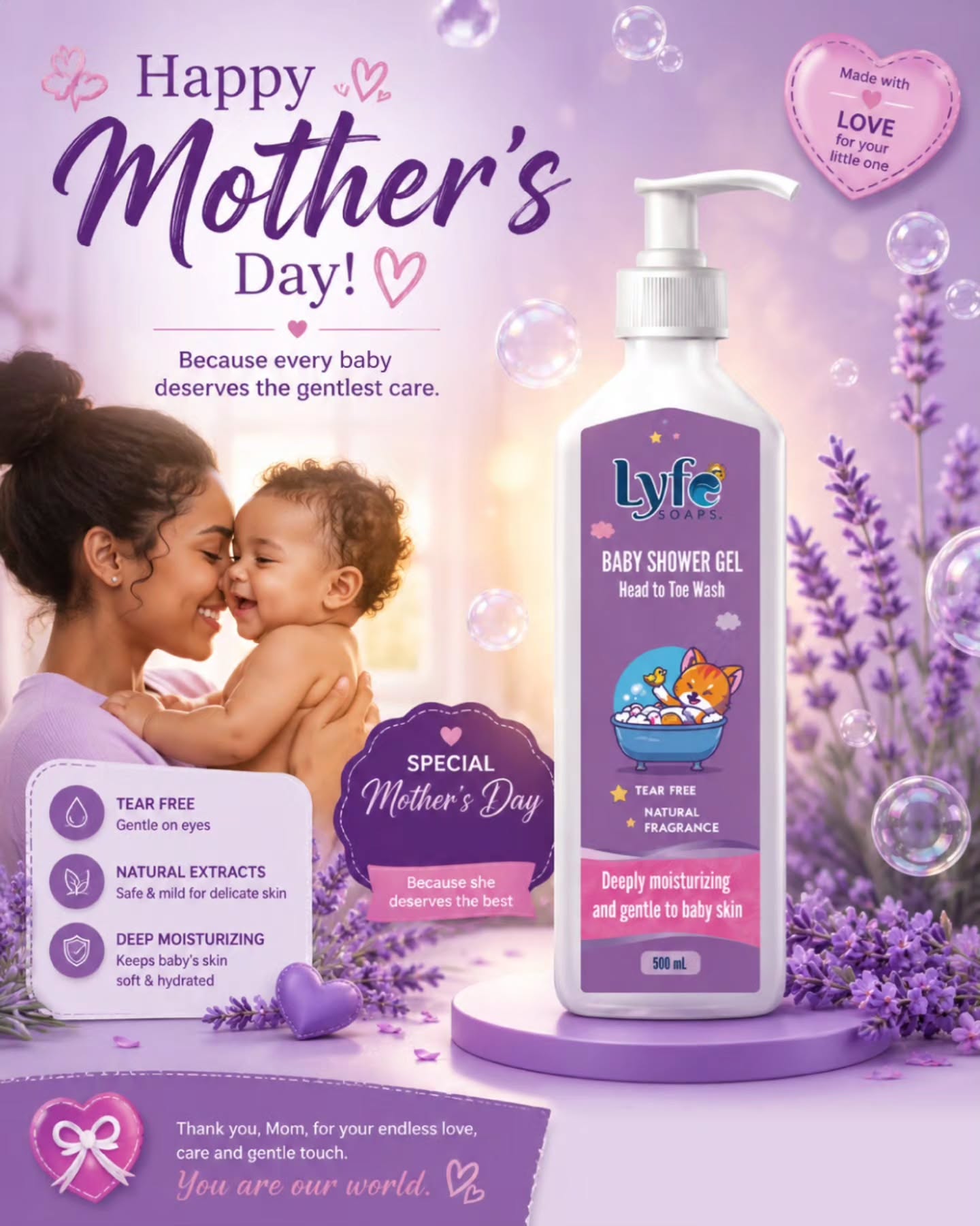Happy Mother’s Day to the incredible women who fill our homes with love, care, and strength. 💖
At Lyfe Soaps, we celebrate every mother whose gentle touch nurtures, protects, and inspires. Just as a mother’s love brings comfort and warmth, our products are crafted to care for the families you cherish most.
Today, we honor your endless sacrifices, your unwavering support, and the beautiful love you share every day.
Because every mom deserves a little extra care. 🌸🧼💐
#HappyMothersDay #LyfeSoaps #MadeWithCare #CelebratingMoms #LoveAndCare Tanzania