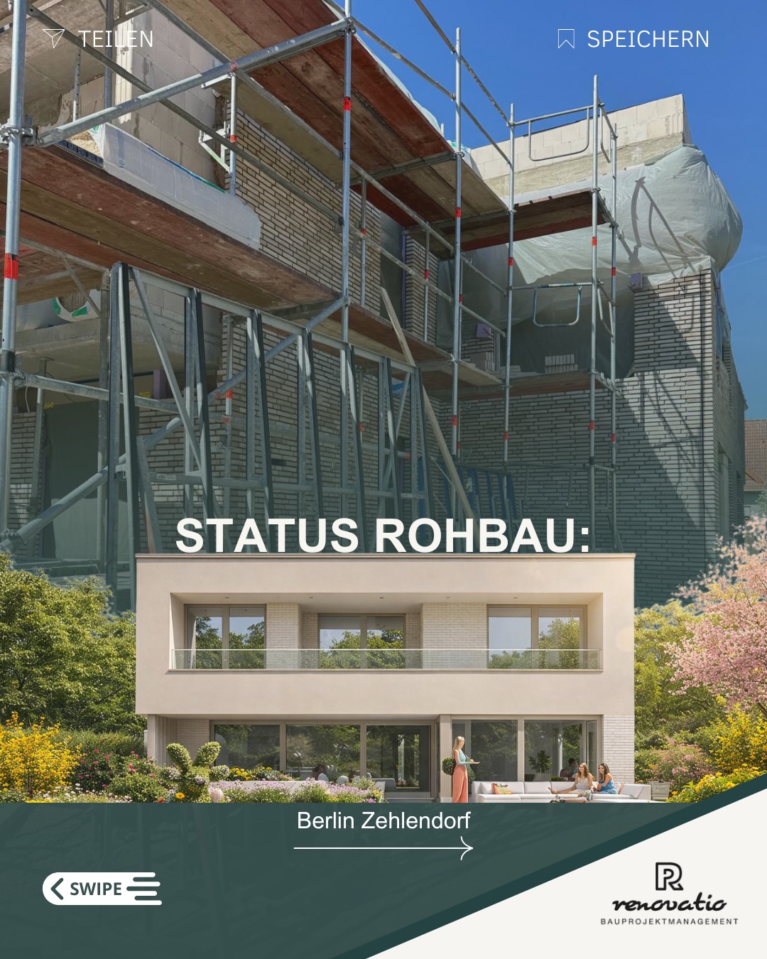 Die Rohbauarbeiten schreiten voran, die Verblendarbeiten laufen.
Ort: Berlin Zehlendorf