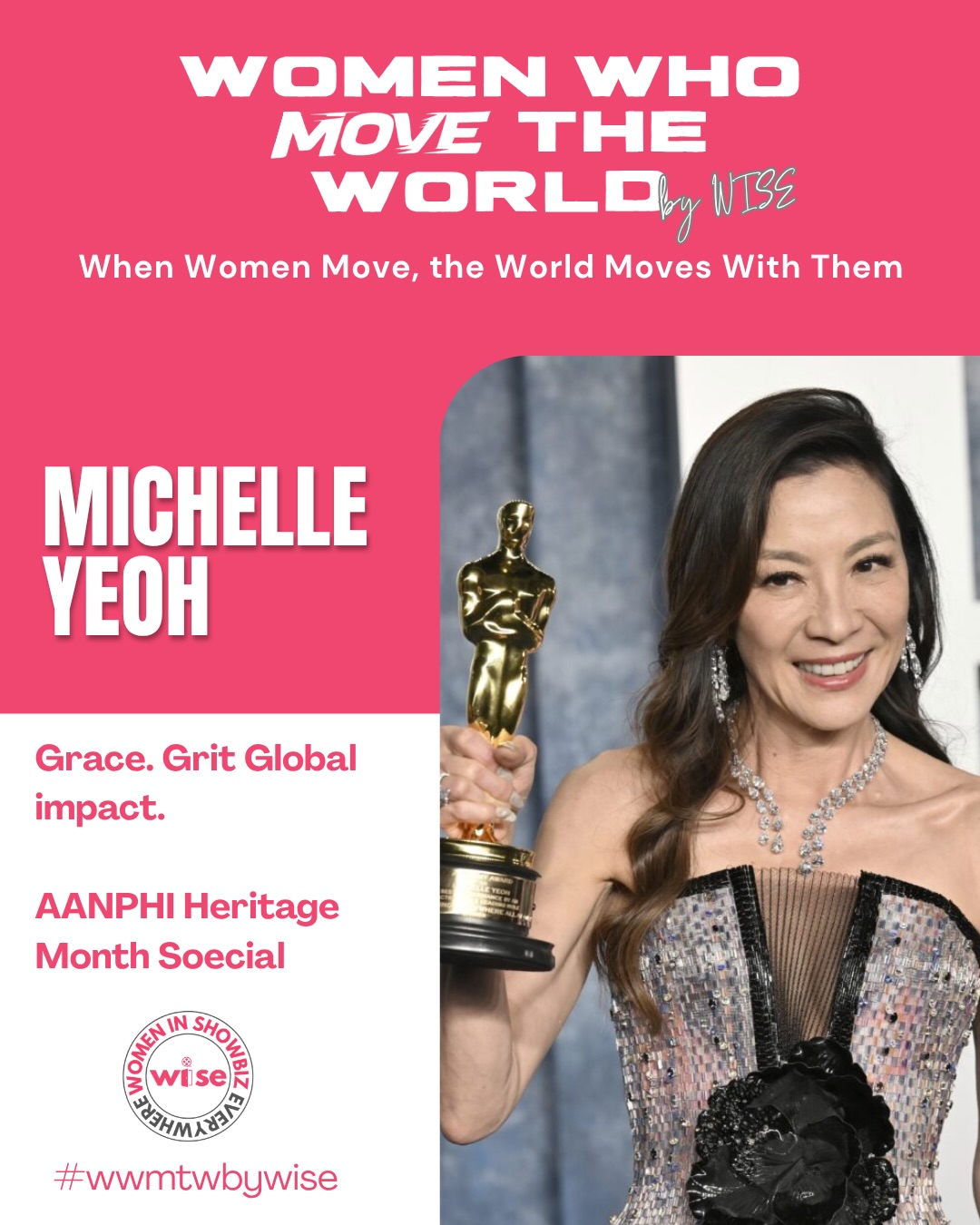 From Malaysia to Hollywood history-maker, Michelle Yeoh has spent decades redefining what strength, elegance, and resilience look like on screen.
Before becoming an Oscar-winning actress, Michelle trained as a ballet dancer and rose to fame through action cinema in Hong Kong — performing many of her own stunts and breaking barriers for Asian women in film long before representation became a global conversation.
From iconic films like Crouching Tiger, Hidden Dragon and Memoirs of a Geisha to groundbreaking performances in Everything Everywhere All at Once and Wicked, her journey has been one of perseverance, reinvention, and fearless artistry.
In 2023, Michelle made history as the first Asian woman to win the Academy Award for Best Actress — a moment that inspired generations across the world. 🏆
Her career is more than a filmography. It’s a reminder that talent has no borders, no age, and no single definition. Through every role, she continues to open doors for underrepresented voices in global entertainment.
This AANHPI Heritage Month, we celebrate a woman who didn’t just move the world of cinema — she transformed it. 🩷
@michelleyeoh_official
#whmtwbywise #womeninshowbizeverywhere #womenwhomovetheworld #may2026 #aanhpi