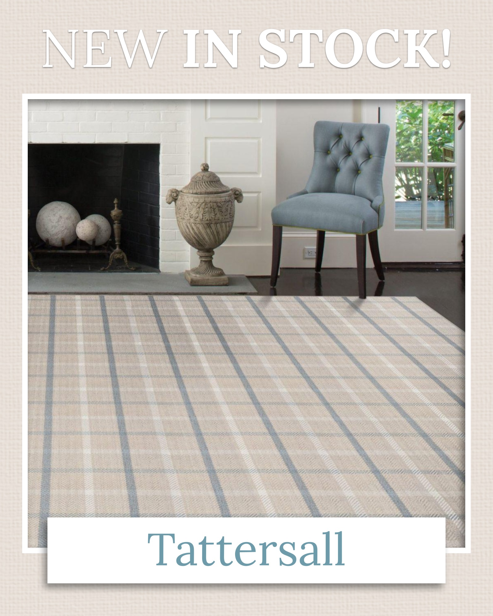 The latest wool roll just arrived! Tattersall is an incredibly soft wool flatweave combining a warm sand background with beautiful soft blue and white accents. Elegant, timeless, and sure to make a statement as a stair runner or area rug.
#carpetremnant #plymouth #plymouthma #duxburyma #capecod #local #remnant #marshfieldma #southshore #carpet #interiordesign #homedecor #kingstonma #pembrokema #arearugs #pinehills #pinehillsplymouthma #eastcoast
