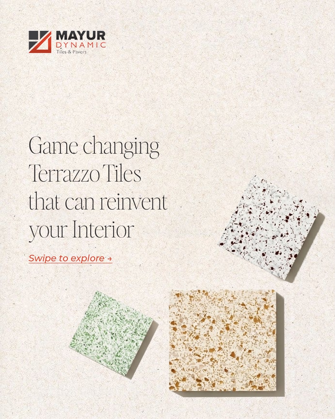 Terrazzo tiles does a lot more than just look good.
Built for durability, designed for modern spaces, and made to handle everyday use with ease. From subtle textures to statement finishes - itโs flooring that stays timeless.
๐ +91 8000014205
๐ F-715, Ricco Industrial Area,Center, Near Chatrala Circle, Sitapura, Jaipur - 302022
#MayurDynamics #TerrazzoTiles #InteriorDesign #TilesDesign #JaipurDesigns