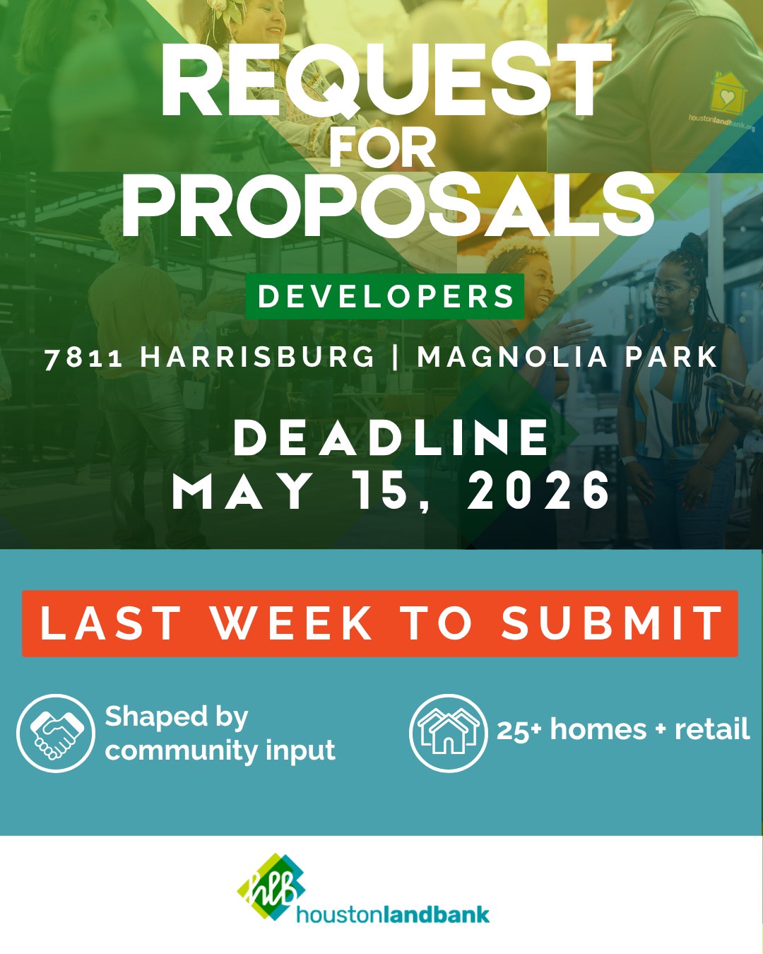 ⏳ Last Call: Development Partner for 7811 Harrisburg RFP
Developers interested in partnering with Houston Land Bank on this mixed-use project must submit proposals this week.
📍 Magnolia Park
📐 1.67 acres
🏘 Minimum 25 residential units + community-serving retail
Submit your proposal by May 15 using the link in bio.