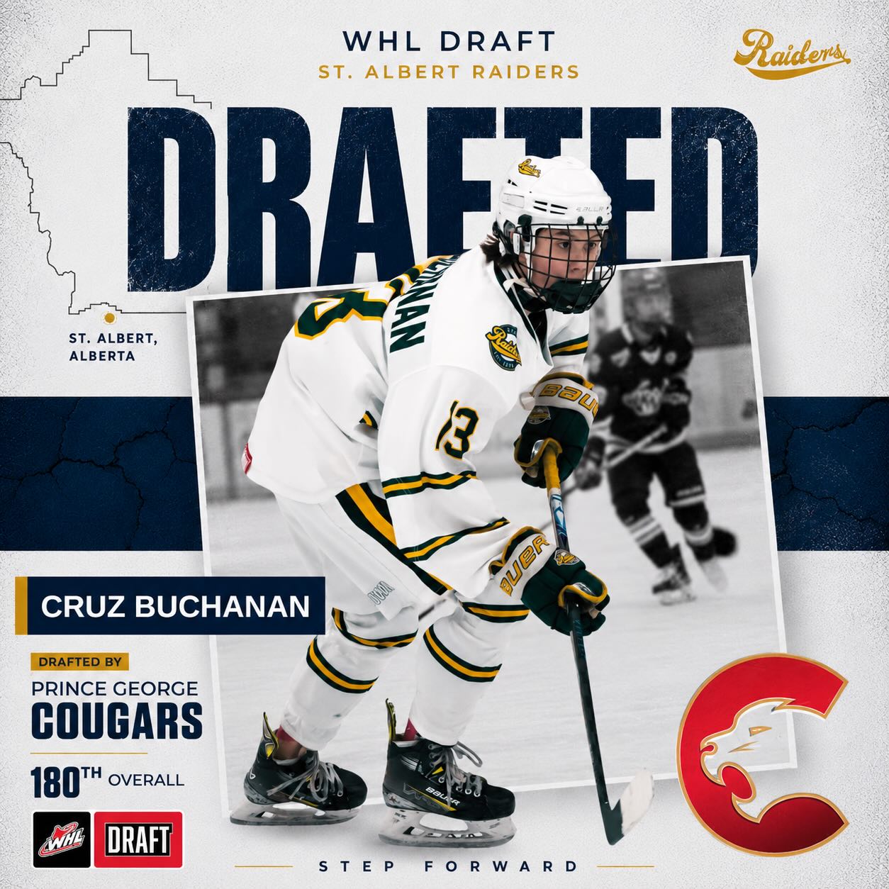 Big congratulations to Cruz Buchanan on being selected 180th overall by the Prince George Cougars in the 2026 WHL Prospects Draft.