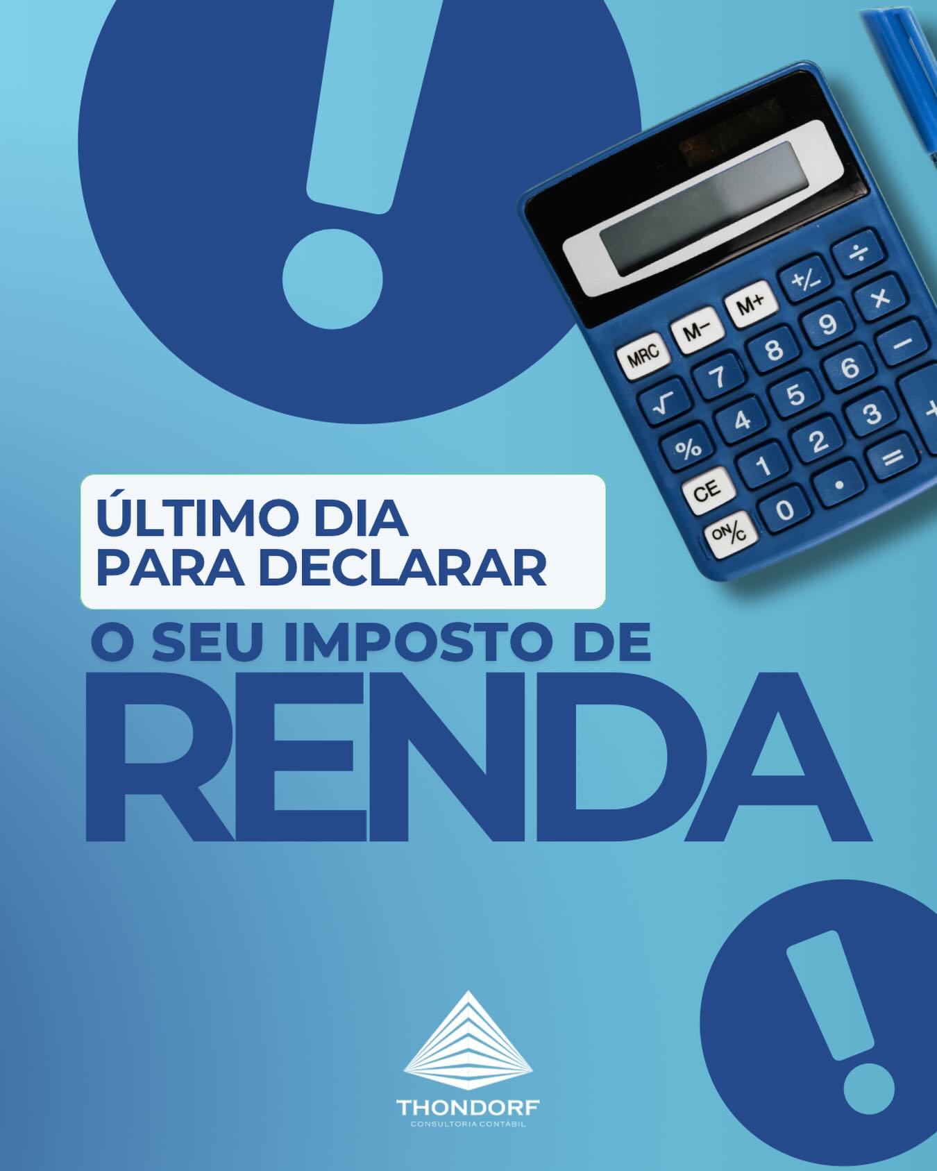 Último dia para declarar o Imposto de Renda!
Se você ainda não enviou sua declaração, o momento é agora. Deixar passar o prazo pode gerar multa e complicações com a Receita Federal.
Evite correr riscos — ainda dá tempo de regularizar sua situação com segurança.
A Thondorf Contabilidade está pronta para te ajudar nesse último momento com agilidade e precisão.
💬 Fale com a gente agora.
#ImpostoDeRenda #IRPF2026 #ÚltimoDia #DeclaraçãoDeImpostoDeRenda