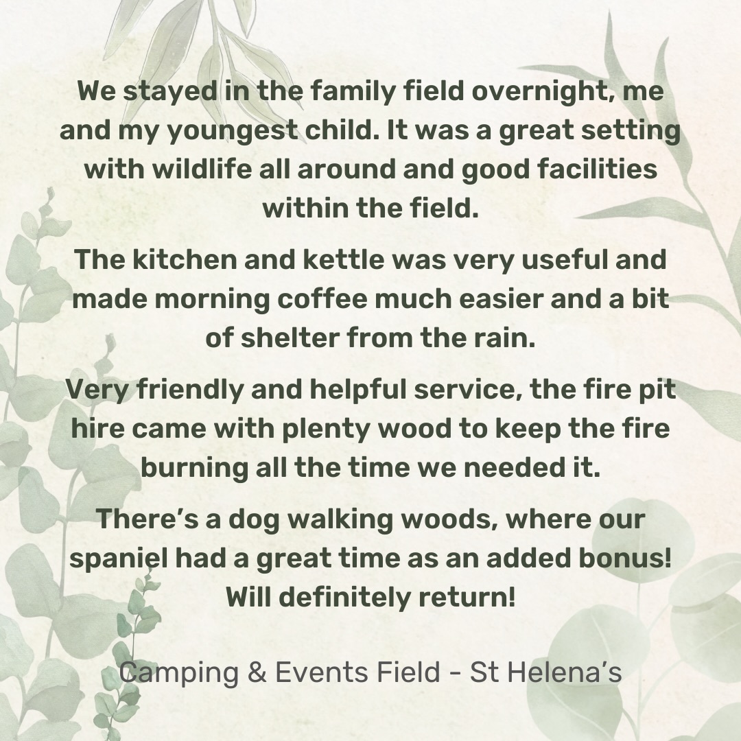 A fantastic review from a lovely customer who stayed in our camping & events field last weekend😊🤩