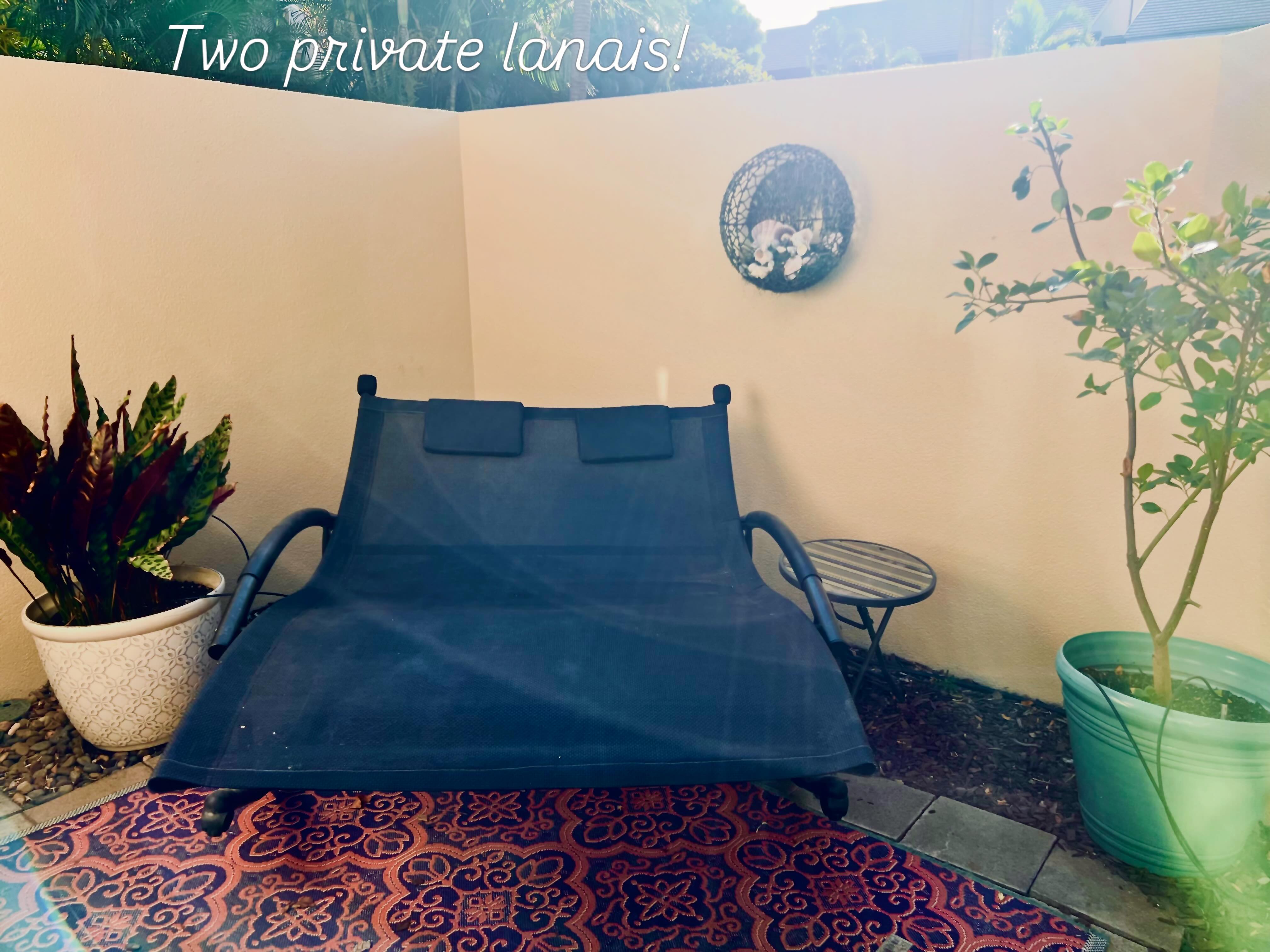 Enjoy the privacy of an enclosed lanai off the bedroom with an open one off the living room.