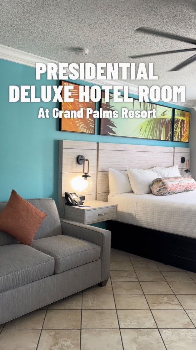 Take a look inside one of our newly renovated Deluxe Hotel Rooms ✨
Enjoy a spacious, studio-style room featuring a king-sized bed, double-sized sleeper sofa, mini-kitchen, in-unit laundry, and a private bathroom for ultimate comfort. This unit comfortably sleeps up to 4 guests!
Your perfect getaway starts here at Grand Palms Resort 🌴
Book your stay now with the link in our bio!
#grandpalmsresortmb #myrtlebeachvacation #deluxehotelroom #resortlife