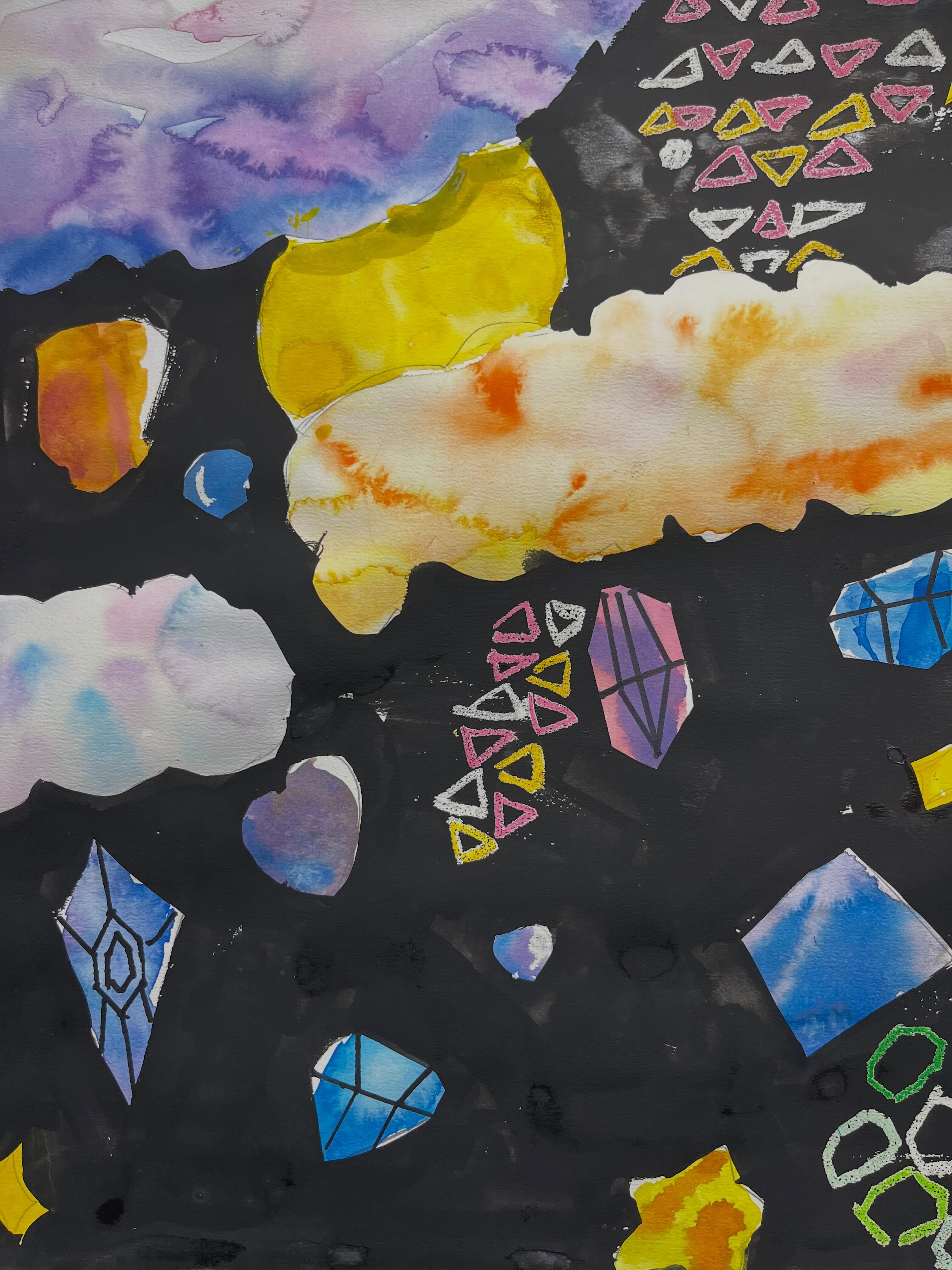 「空から降ってくるもの」
月曜日クラスの作品
宝石や果物、
絵の具の滲みがとても上手くいきました。
積み木やキャンディや夏野菜たち、
色とりどりに楽しくかけました。
最近、滲みがとても上手になったのを感じます。
情緒性が出る滲み