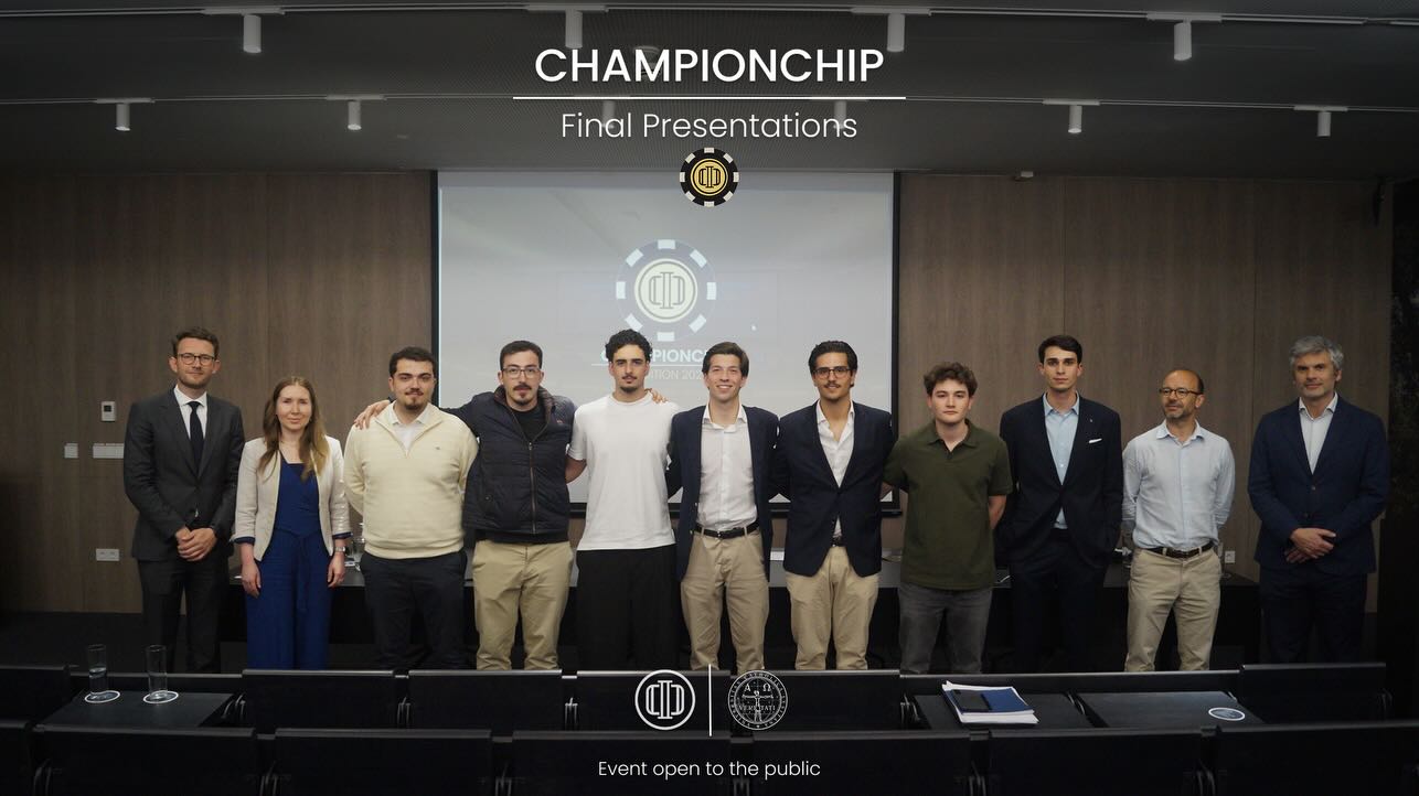 The Championchip 2026 Final Presentations marked the end of another highly competitive and enriching edition of our investment competition.
We would like to congratulate all finalists for their dedication, preparation, and outstanding effort throughout the competition. Reaching the final stage reflects not only strong analytical skills, but also commitment, resilience, and the ability to perform under pressure.
A special congratulations to the three podium finishers, whose exceptional performances stood out in a remarkably competitive final. Your hard work, strategic thinking, and presentation skills truly made a difference.
We would also like to extend our sincere gratitude to our jury panel for their availability, expertise, and valuable feedback, which were essential in making this final round both challenging and rewarding for all participants.
Thank you to everyone who contributed to another successful edition of Championchip.
Católica Porto Investment Club
Your future. Your choice.