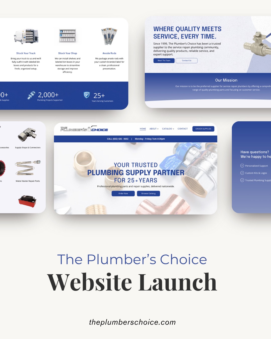 Excited to officially launch the newly redesigned website for The Plumber’s Choice 🔧💧
Our goal was to create a cleaner, more modern experience that better showcases their wide range of plumbing supplies while making it easier for customers to browse products and place orders through their website.
From improved product organization to mobile optimization and a streamlined ordering system, every part of the site was designed to better support both their customers and growing business.
#WebsiteLaunch #WebsiteRedesign #ArizonaBusiness #WixPartner #ModernWebDesign