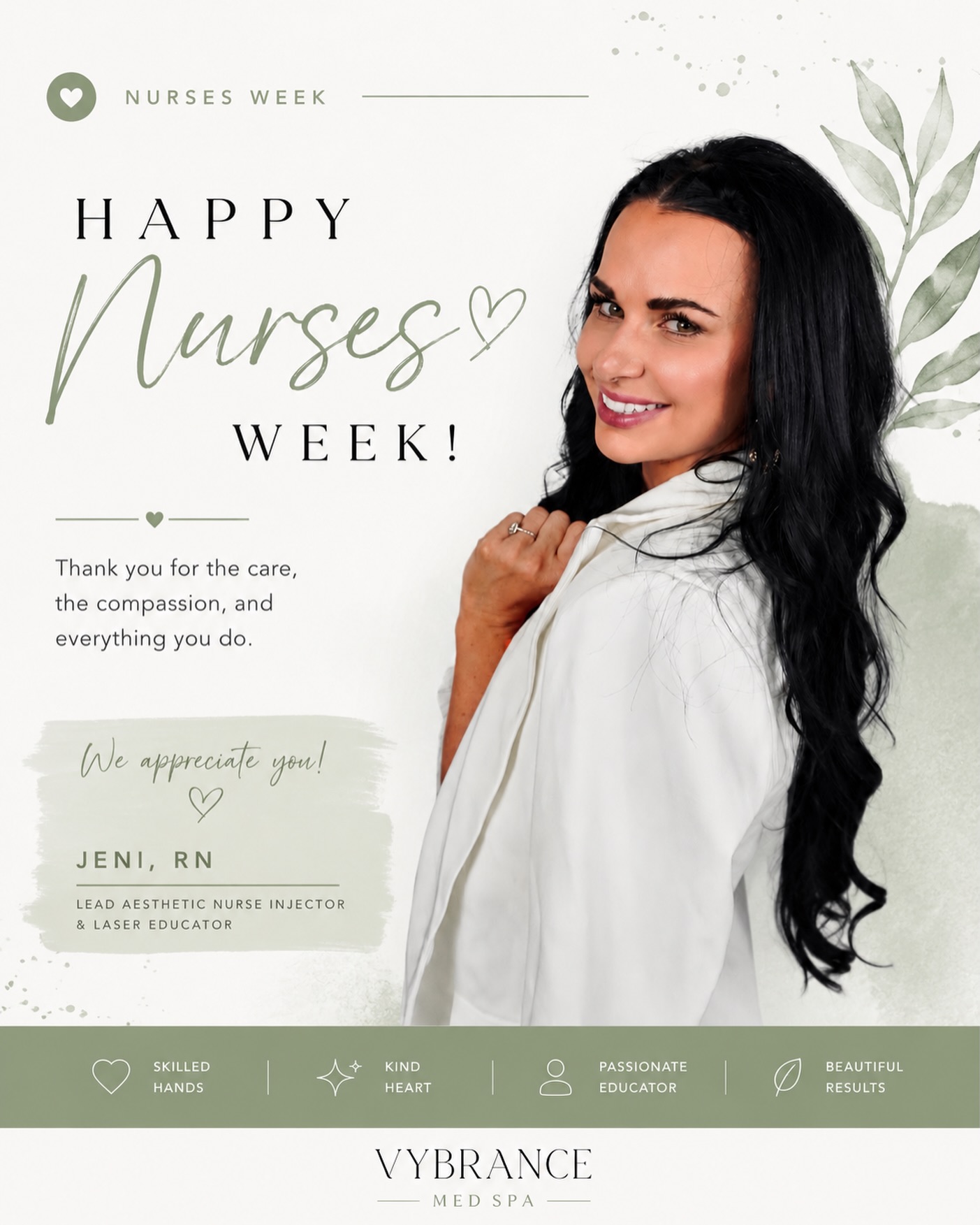 It’s officially Nurses Week ✨🩺
…and around here, we’re extra thankful for ours!!
To our fearless injector, laser educator, problem solver, and the woman behind so much of what makes Vybrance Vybrance… Happy Nurses Week, Jeni 🤍
Your knowledge, passion, and genuine care for every patient never go unnoticed. Whether you’re creating natural, beautiful results, teaching others in the laser world, or making someone feel more confident walking out our doors, you do it all with so much heart.
The LCV is lucky to have you, and so are we. ✨
#NursesWeek #AestheticNurse #LaserExpert #MedicalAesthetics