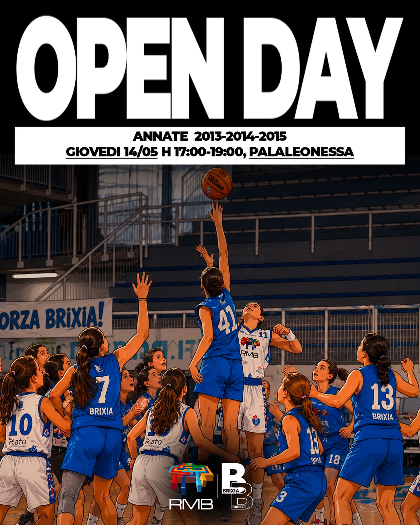 🔥 OPEN DAY Brixia Basket 🔥
🏟️ AL PALALEONESSA DI BRESCIA 🏟️
Secondo appuntamento per provare e conoscere l’ambiente della pallacanestro FEMMINILE al Brixia!💙
📅 Giovedì 14/05
⏰ 17:00 – 19:00
✨ Ospiti speciali dalla Serie A1:
Marzia Tagliamento
Lucrezia Scalvini
Martina Crippa
Un’altra giornata per giocare insieme, imparare… e innamorarsi del basket 🏀✨
🚨 Porta le tue amiche e vieni a trovarci:
ci vediamo al PalaLeonessa‼️ 💥