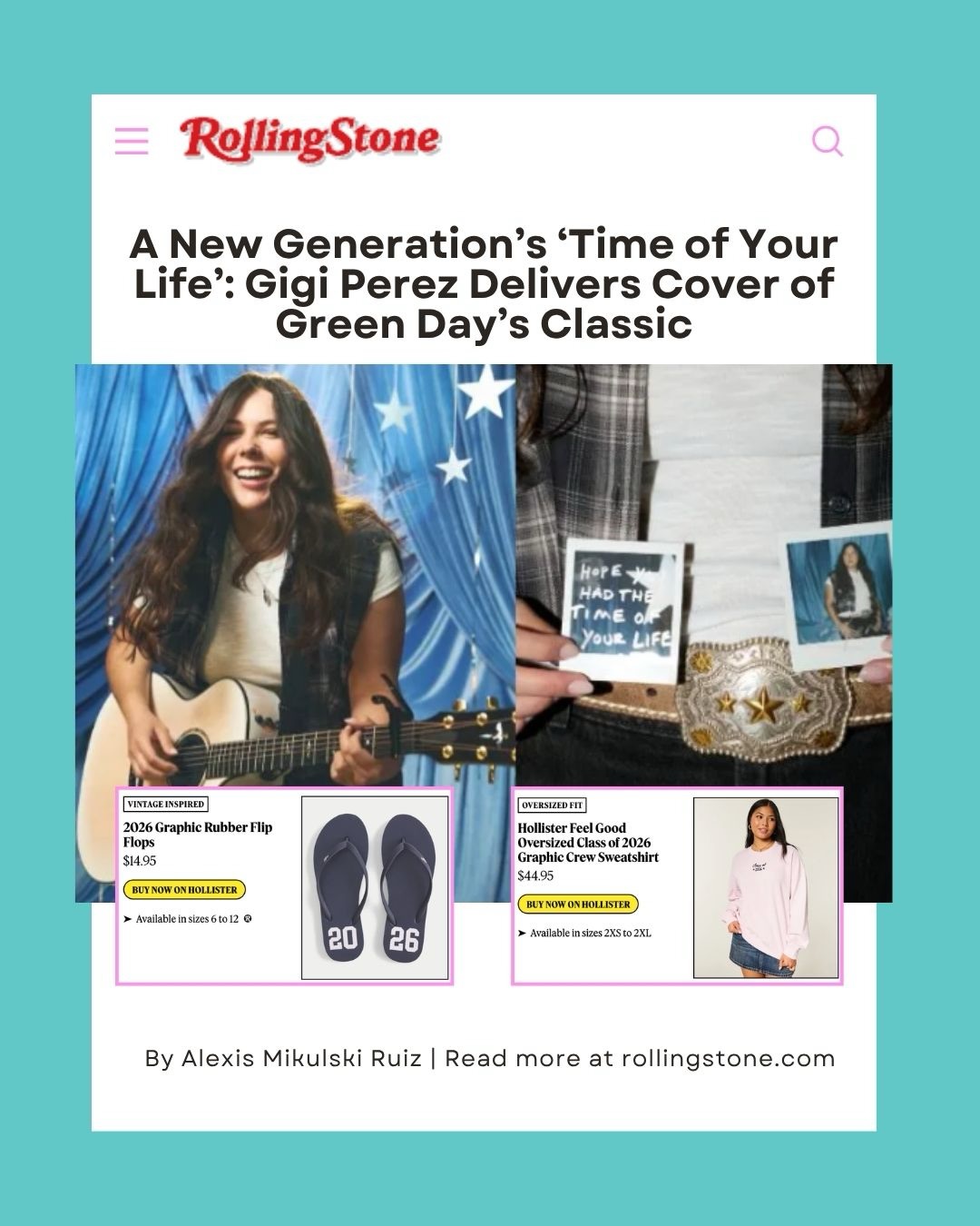 We had an extra exciting start to spring, graduation season and festival season with Hollister’s new Graduation Collection and partnership with Gigi Perez!
Hollister released a special “Time of your life”collection all about embracing new chapters and celebrating the moments that define you. And if you haven’t heard Gigi’s reimagined cover of Good Riddance by @greenday yet, stop everything and press play!
From graduations to celebrations, the outfit is part of the memory 💙 Gigi Perez’s reimagined cover of Good Riddance (time of your life) by @greenday is out now 🎤