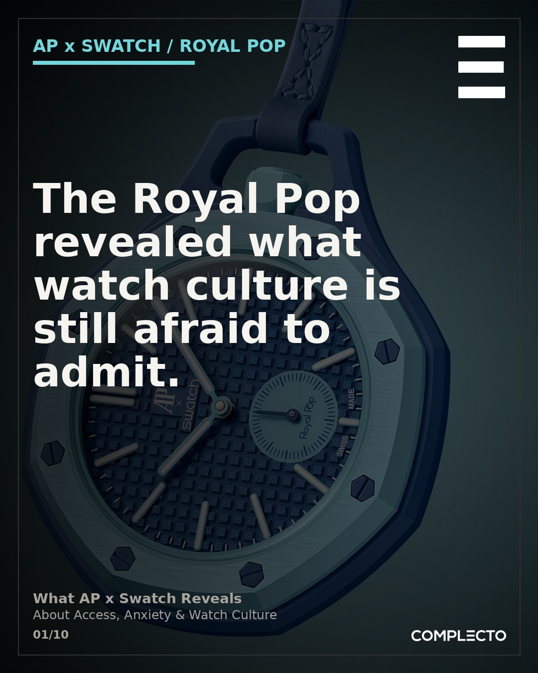 Overnight, the @audemarspiguet x @swatch Royal Pop has taken the world by storm.
Not because everyone loves it. And not because everyone hates it. But because AP x Swatch dropped something strange enough, familiar enough, and disruptive enough that people had to pick a side.
That is usually where things get interesting.
Some see a fun object. Some see a gimmick. Others see the end of good taste as we know it.
Complecto founder @wristshotnyc sees a pocket watch that managed to expose a much bigger conversation about watches, status, access, and gatekeeping.
So let’s get into it: Did AP x Swatch miss the mark, or did the Royal Pop do exactly what it was supposed to do?
Hit the link in bio for the full story and sound off in the comments.
#royalpop #swatch #audemarspiguet #complecto