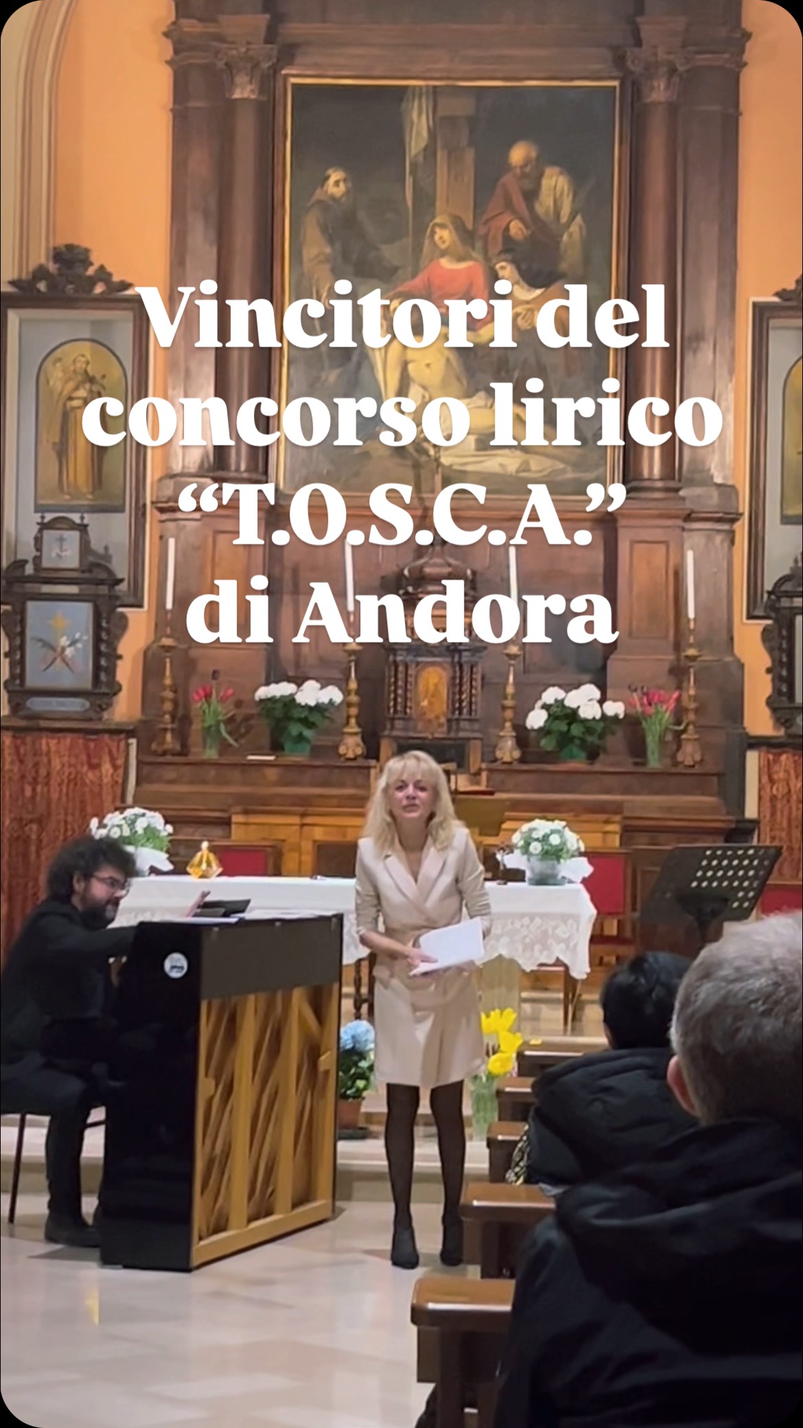 11.04.2026
“Vincitori del concorso lirico T.O.S.C.A. di Andora” 🎤🎤🎹⭐️⭐️
Il concerto dell’11 aprile presso la Chiesa dei Frati Cappuccini si è svolto con grandissimo successo, regalando al pubblico una serata intensa, elegante e ricca di emozioni.
Protagoniste della serata le vincitrici del concorso lirico “T.O.S.C.A.” di Andora: i soprani Tao Cong e Sofiia Yablonska, accompagnate al pianoforte dal M° Alceste Neri.
Il programma ha attraversato pagine tra le più amate del repertorio vocale: dalla brillante eleganza di Rossini e Mozart, al lirismo di Puccini, fino alla profondità espressiva di Verdi, Cilea, Mascagni e Tosti, con momenti di rara intensità e raffinatezza musicale. Un viaggio tra opera e salotto musicale, capace di coinvolgere e sorprendere il pubblico fino all’ultima nota.
Ringraziamo di cuore la Chiesa dei Frati Cappuccini per l’ospitalità, l’associazione ISAL per il sostegno e la presenza, e la maestra Francesca Pedaci (Bologna) per la raffinata presentazione dei brani operistici.
Grazie al nostro pubblico, sempre attento e caloroso: siete l’anima dei nostri concerti!
#galamusicfestival #musica #imola #concerto #opera