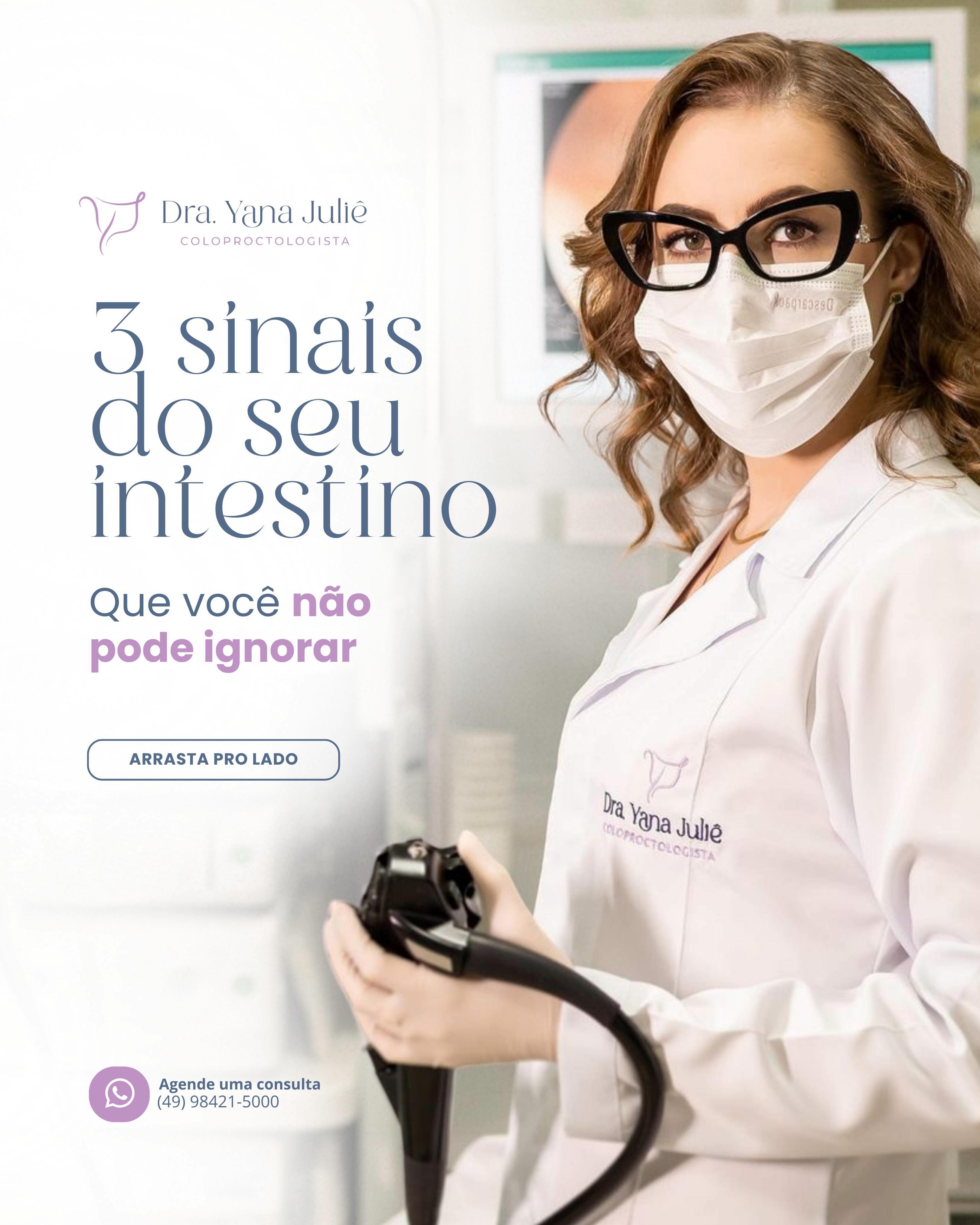 Seu corpo dá sinais, o problema é quando você escolhe ignorar. ⚠️
Dor abdominal frequente, mudanças no ritmo intestinal ou presença de sangue nas fezes não são “normais”. São alertas de que algo precisa ser investigado.
Quanto antes o diagnóstico, maiores as chances de um tratamento simples e eficaz.
Não ignore os sinais e sintomas de alerta que seu corpo está te dando.💜
Agende sua consulta e fique em dia com o seu bem-estar.
📲 (49) 98421-5000
Dra. Yana Juliê Perondi
Coloproctologista
CRM: 29717 || RQE 27567
#saudeintestinal #coloproctologia #proctochapeco #prevencao #chapeco