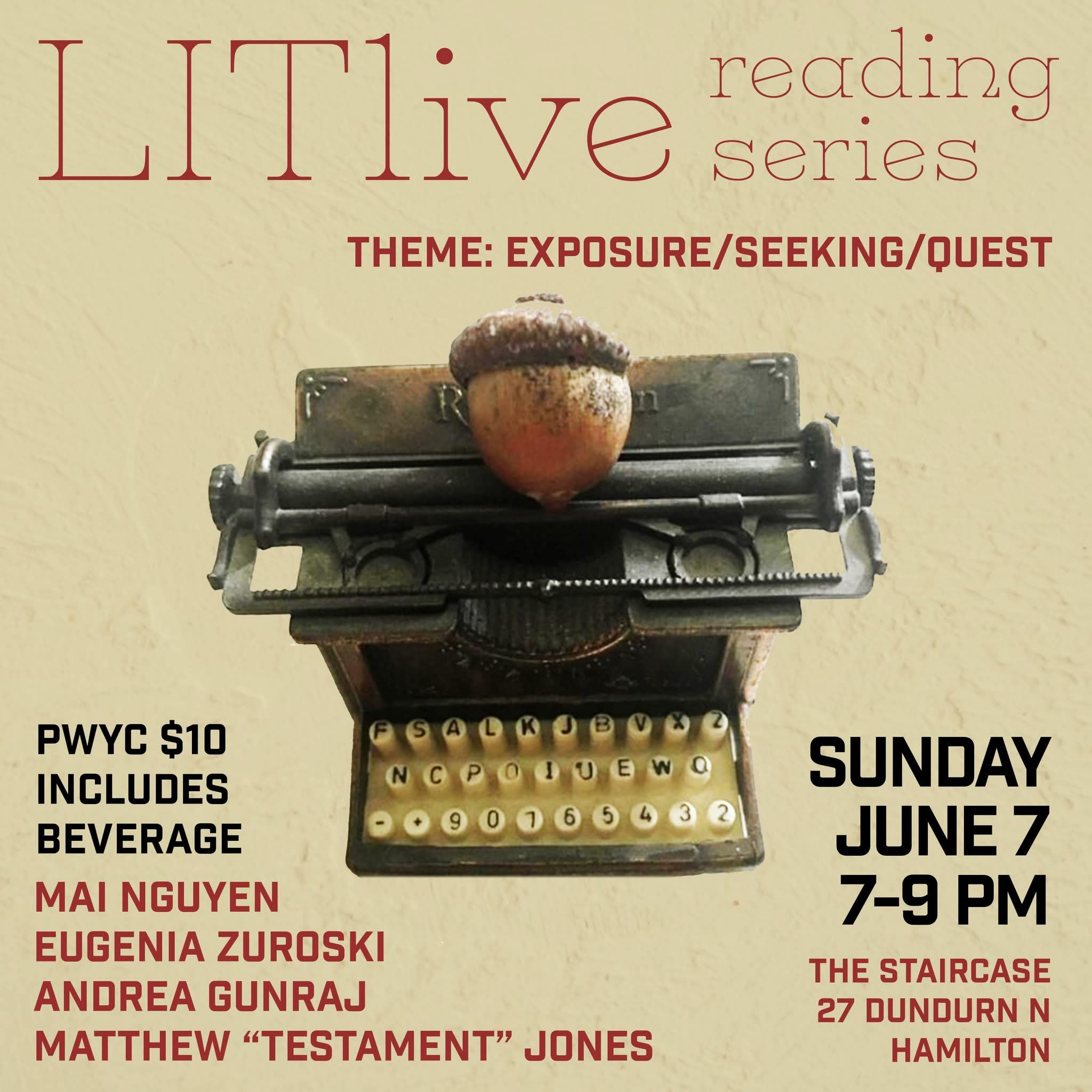LIT LIVE SEASON FINALE!!! JUNE 7, 7pm!! Join us at @thestaircase for the last Lit Live before we go on summer break! Featuring @zugenia @andreagunraj @testamentpeace & @bymainguyen 🎤📖🎤
#hamont #readingseries #writingcommunity #canlit