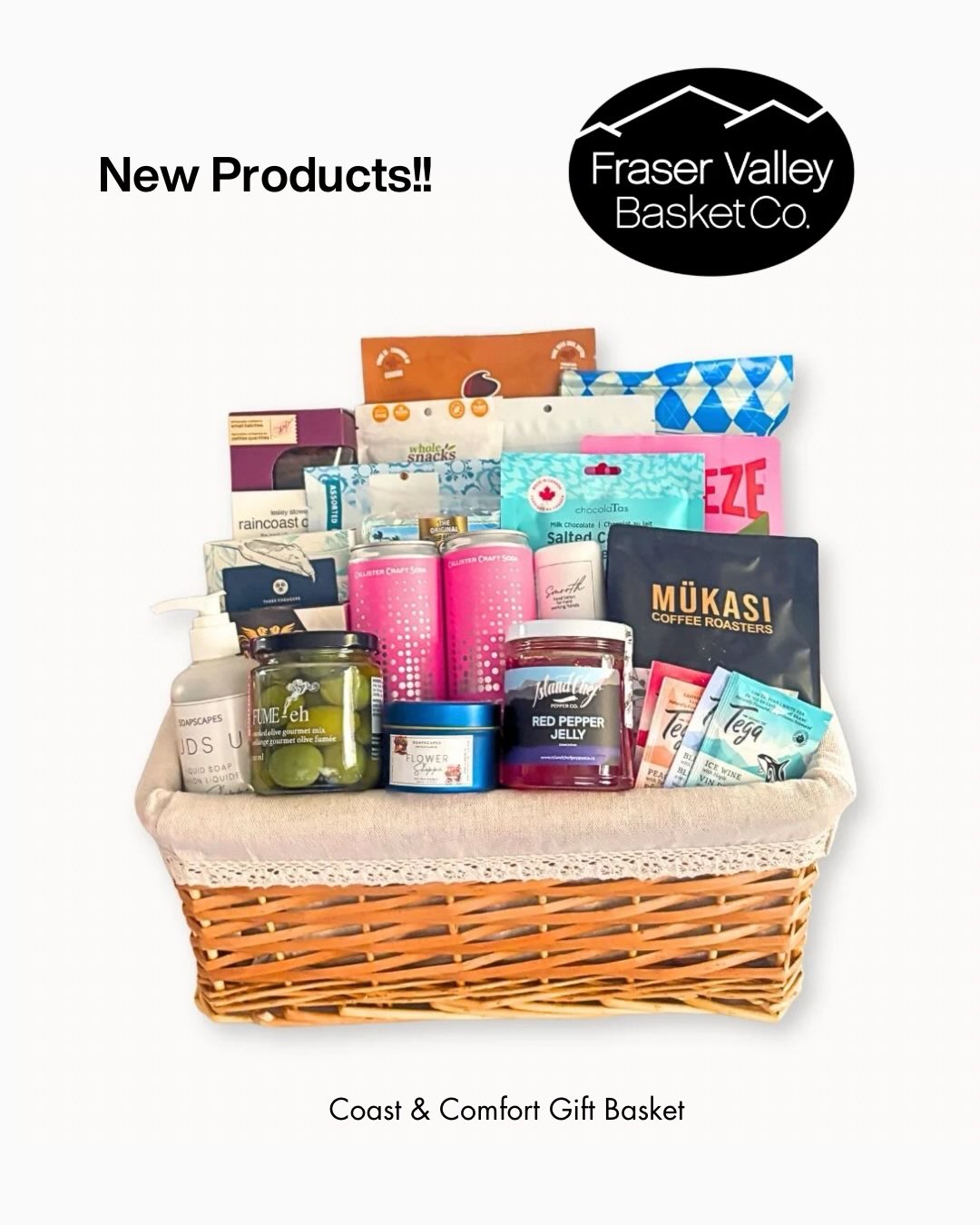 New arrivals at Fraser Valley Basket Co.
We’ve added a couple of beautiful new curated gift baskets to the collection, along with something new we’re excited to share — premium teas from Nu-Tea Company. Their M21 Luxury Teas are a lovely addition to our gift baskets and gift boxes, perfect for cozy moments, client gifts, and thoughtful gifting year round.
Filled with products from British Columbia artisans and small businesses, our newest collections are now available online. 🍵🎁
#fraservalleybasketco #giftbasketscanada #supportlocalbc #corporategifting #abbotsfordbc