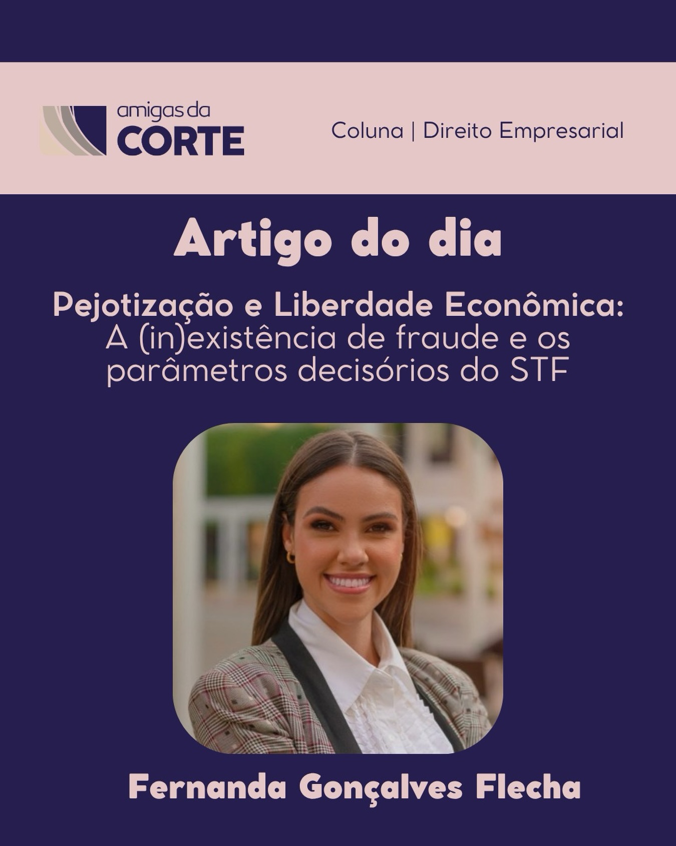 O artigo de hoje é de autoria de Fernanda Gonçalves Flecha e trata da pejotização à luz da liberdade econômica, da autonomia privada e dos parâmetros decisórios do STF. A autora analisa a necessidade de superar presunções automáticas de fraude na contratação por pessoa jurídica, destacando que essa forma contratual não é ilícita por si só, mas deve ser examinada conforme as circunstâncias concretas, especialmente diante de eventual coação, simulação, vulnerabilidade ou presença dos elementos típicos da relação de emprego. O texto sustenta que o desafio atual é harmonizar liberdade contratual e proteção trabalhista, reconhecendo novas dinâmicas econômicas sem afastar a tutela contra abusos.