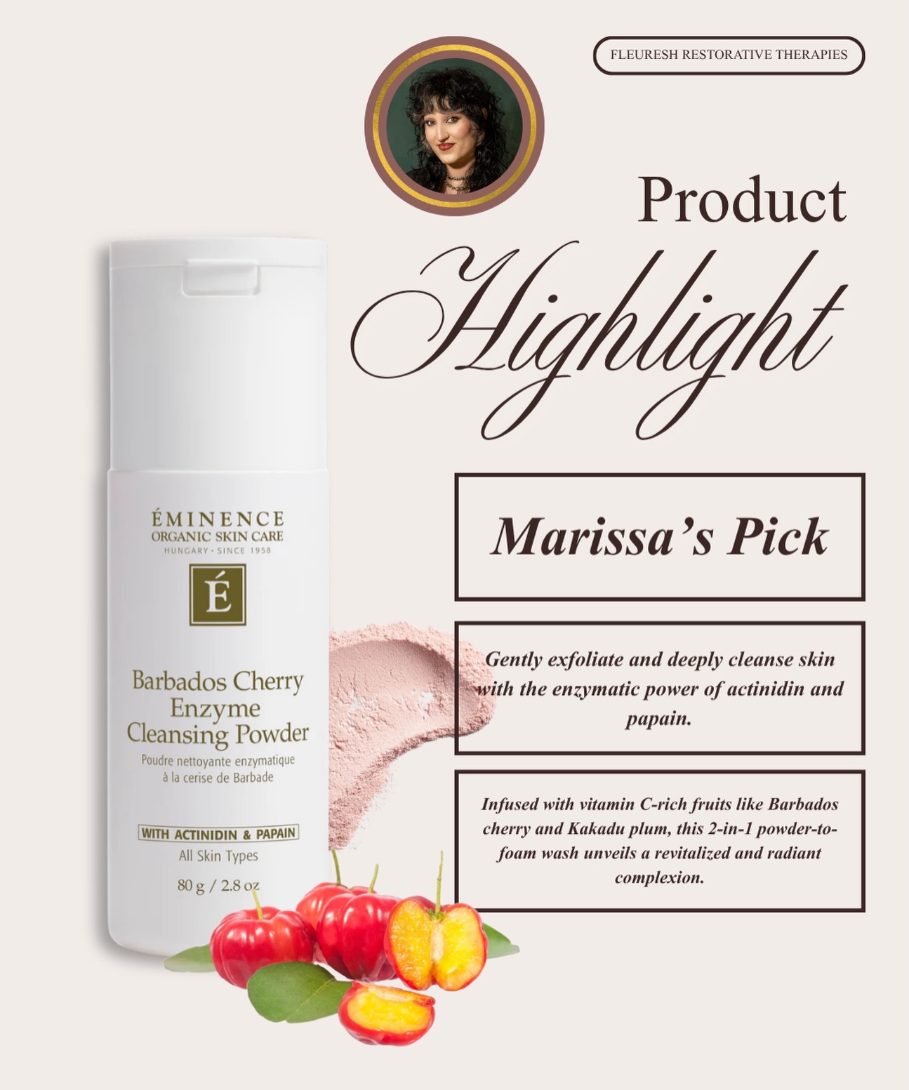 PRODUCT HIGHLIGHT ✨ESTHI’S FAVS EDITION✨
Marissa’s pick is the @eminenceorganics Barbados Cherry Enzyme Cleansing Powder 🍒
She loves enhancing her routine with this illuminating cleansing powder especially when her skin is feeling a little dull. It’s gentle enough to be used on more sensitive/reactive skin types, but powerful enough to leave the skin bright and shiny right away! Infused with vitamin c- rich fruits like Barbados Cherry and Kakadu Plum, this foam wash not only reveals radiant skin but also smells like a sweet, tropical vacation 😌
#skincareroutine #lipmask #producthighlight #nhsmallbusiness