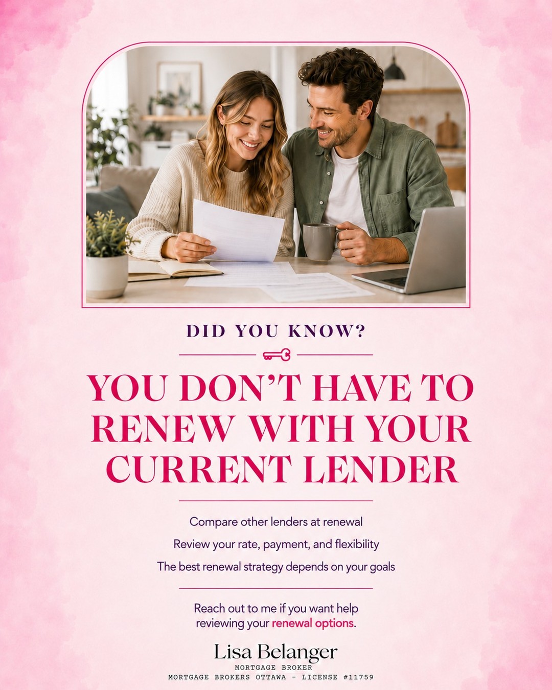 Did you know you don’t have to renew with your current lender?
A lot of homeowners receive their renewal offer from the bank and assume they have to sign it — but renewal is actually one of the best times to review your options.
Your mortgage needs may have changed since your last term. Your income, monthly budget, future plans, home equity, debt, and comfort level with payments may all look different now.
Before signing your renewal, it’s worth asking:
Could another lender offer a better fit?
Is the rate competitive?
Are the payment options flexible?
What are the penalties or restrictions?
Does this mortgage still support your goals?
Sometimes staying with your current lender makes sense. Other times, comparing options could help you find a mortgage that fits you better.
Reach out to me if you want help reviewing your renewal options before you sign anything.
Follow me for more mortgage tips and updates!
#mortgagebroker #mortgage #realestate #ottawa #tips
