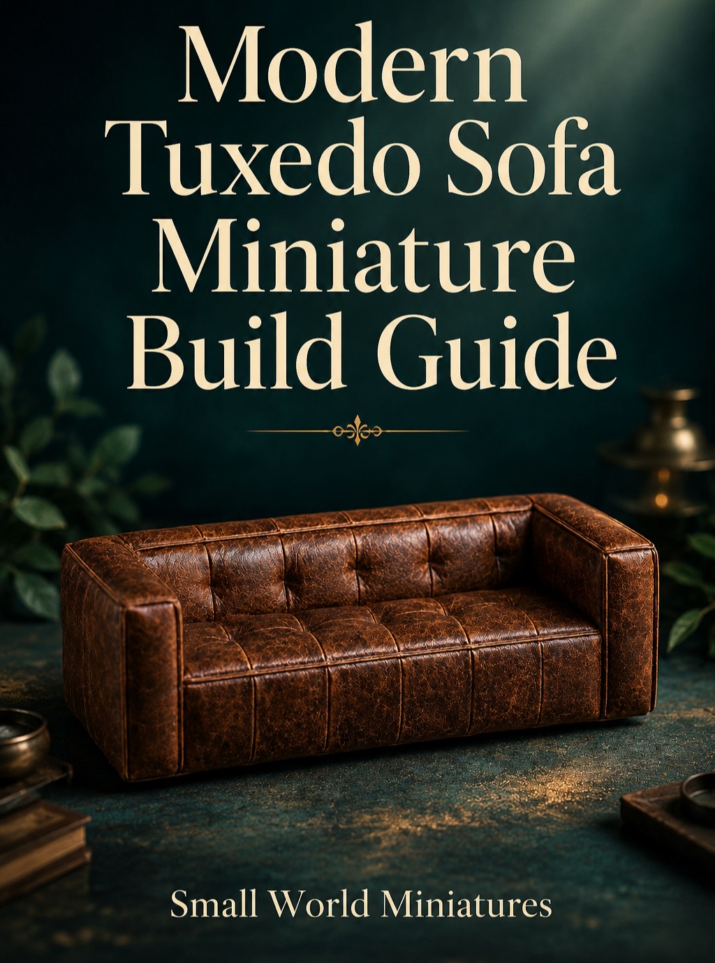 This 1:12 scale modern leather sofa looks like it owns a penthouse, a secret map, and very strong opinions about coffee tables. New on the blog: how to build the frame, wrap it in foam, fake the leather, sharpen the seams, and style it in your miniature room. Follow the link in bio! #smallworldminiatures #miniaturefurniture #dollhouseminiatures